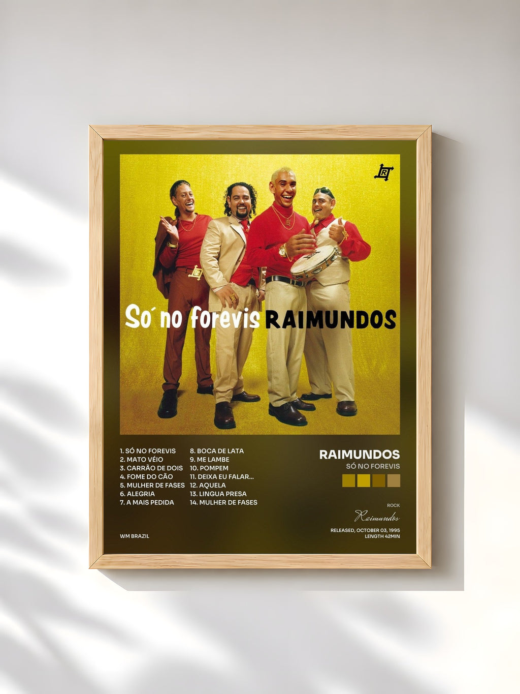 #bois Tableau de l'album Só No Forevis de Raimundos, cadre en bois brut, imprimé et encadré en France