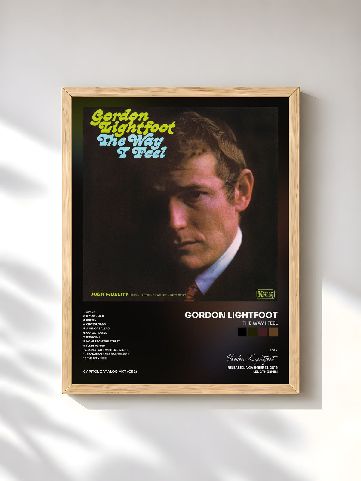 #bois Tableau de l'album The Way I Feel de Gordon Lightfoot, cadre en bois brut, imprimé et encadré en France
