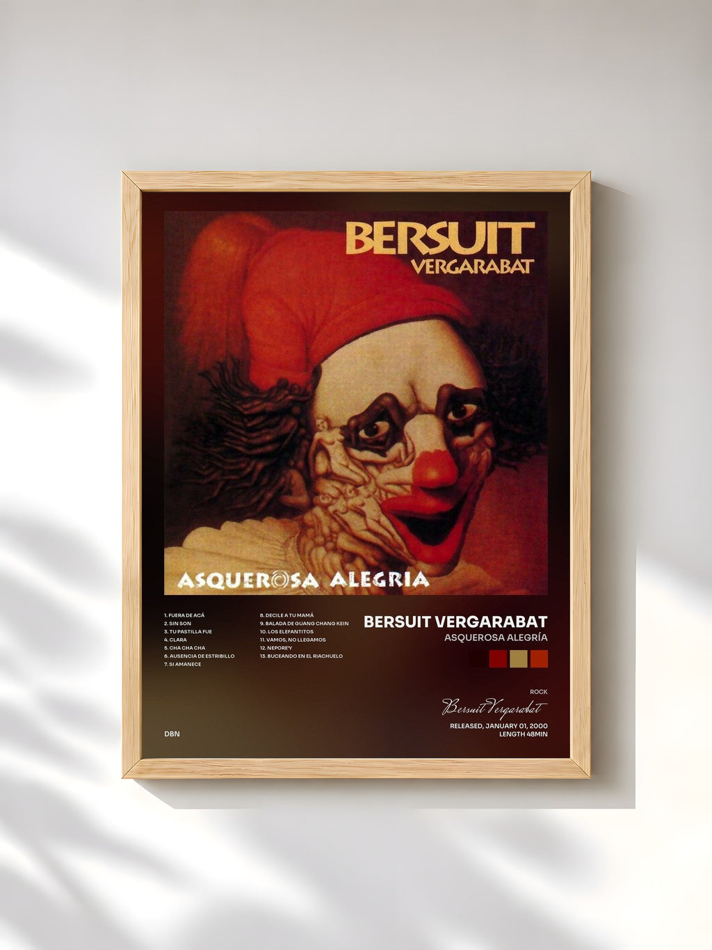 #bois Tableau de l'album Asquerosa Alegría de Bersuit Vergarabat, cadre en bois brut, imprimé et encadré en France