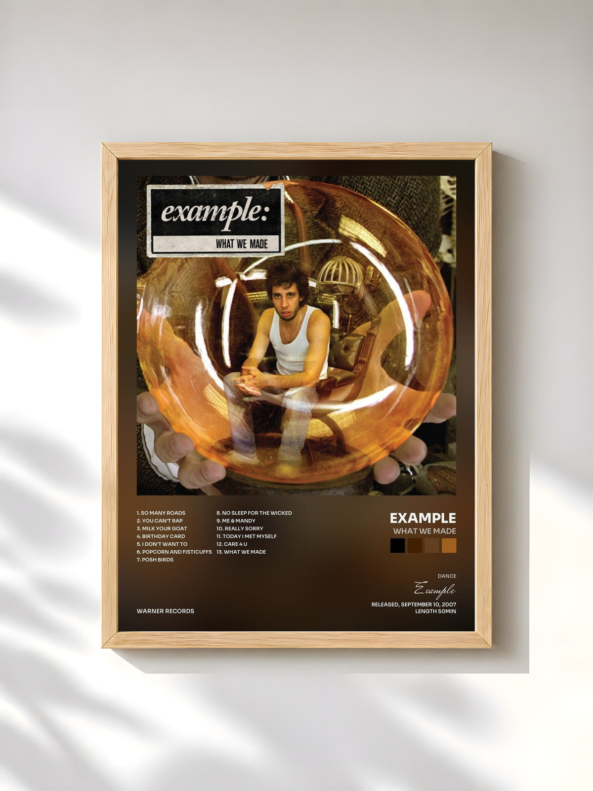 #bois Tableau de l'album What We Made de Example, cadre en bois brut, imprimé et encadré en France