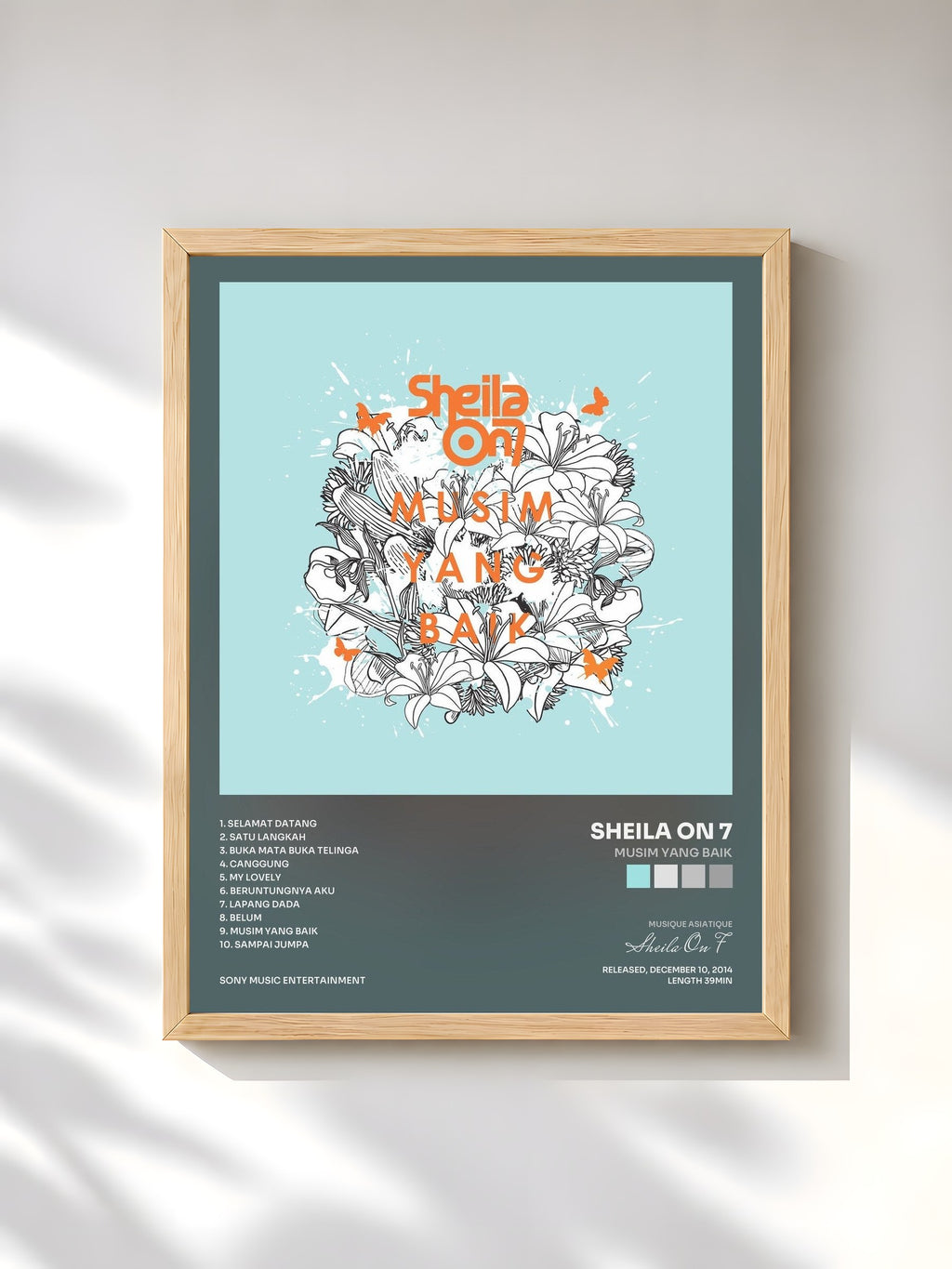 #bois Tableau de l'album Musim Yang Baik de Sheila On 7, cadre en bois brut, imprimé et encadré en France