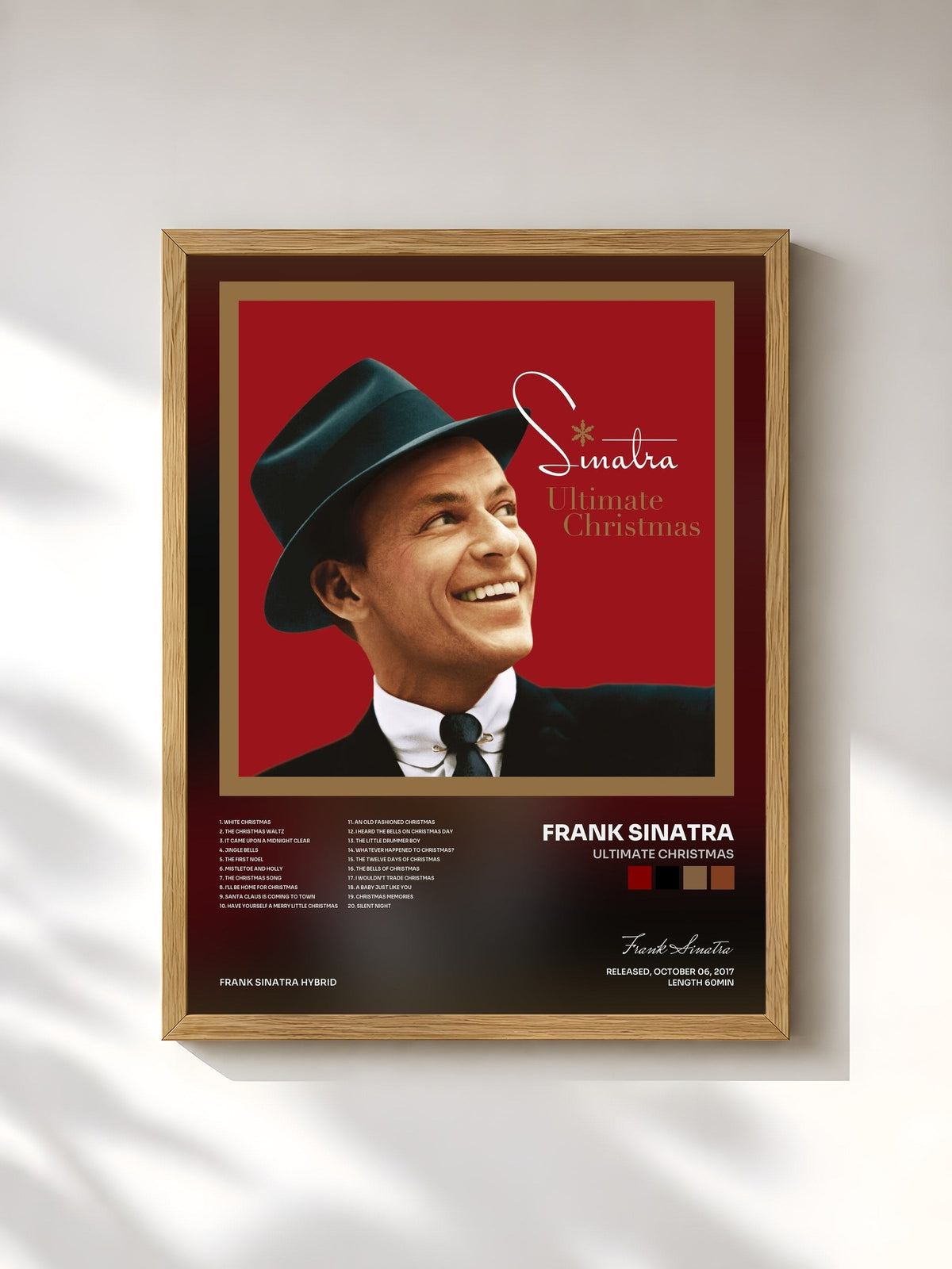 #bois Tableau de l'album Ultimate Christmas de Frank Sinatra, cadre en bois brut, imprimé et encadré en France