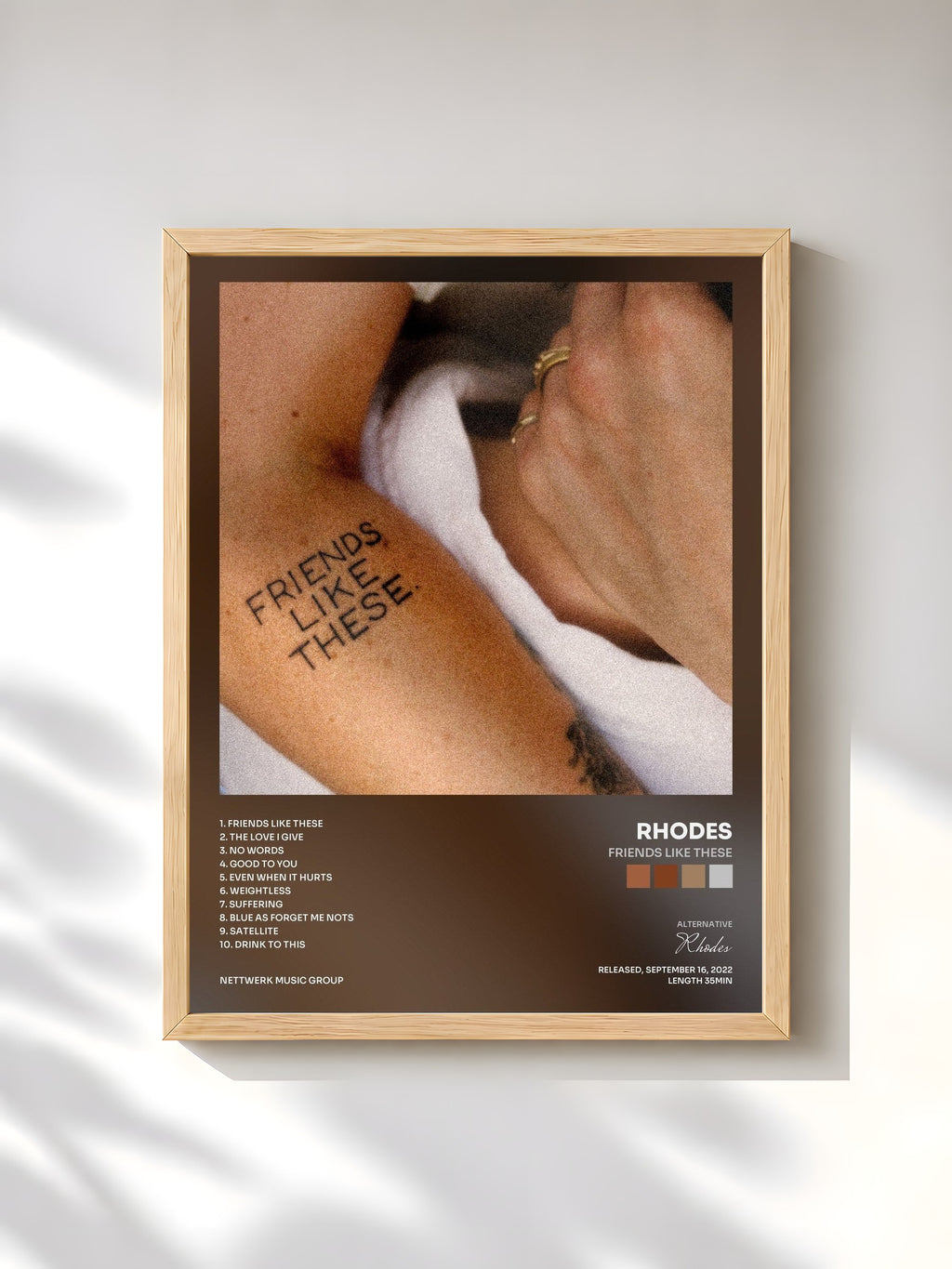 #bois Tableau de l'album Friends Like These de Rhodes, cadre en bois brut, imprimé et encadré en France