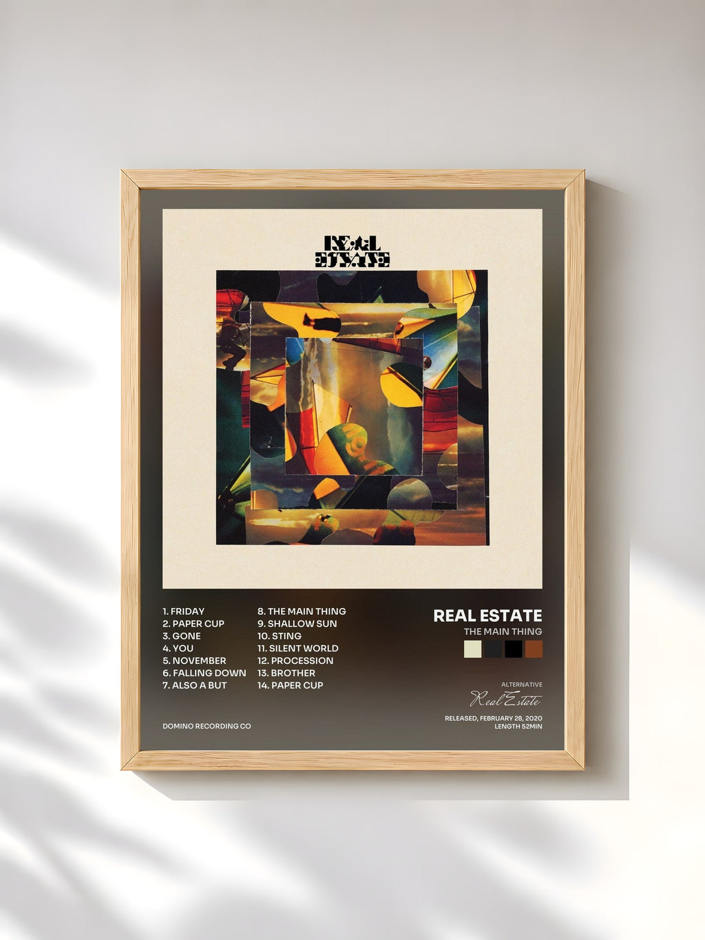 #bois Tableau de l'album The Main Thing de Real Estate, cadre en bois brut, imprimé et encadré en France