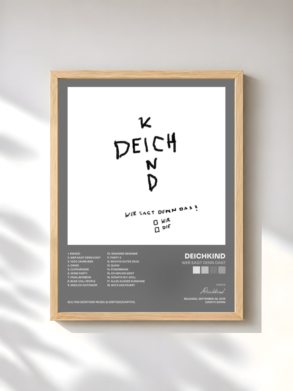 #bois Tableau de l'album Wer Sagt Denn Das? de Deichkind, cadre en bois brut, imprimé et encadré en France
