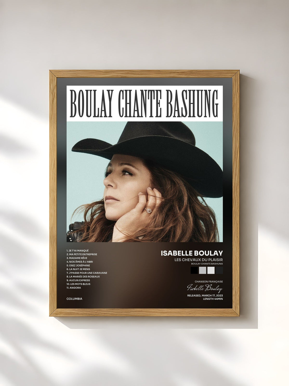 #bois Tableau de l'album Les chevaux du plaisir (Boulay chante Bashung) de Isabelle Boulay, cadre en bois brut, imprimé et encadré en France