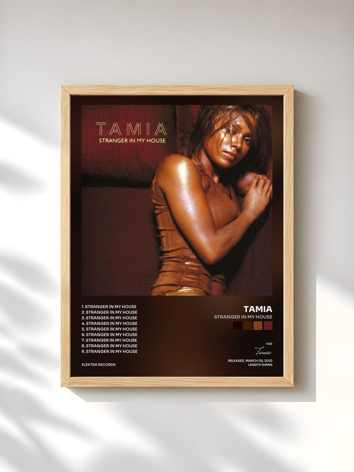 #bois Tableau de l'album Stranger in My House de Tamia, cadre en bois brut, imprimé et encadré en France