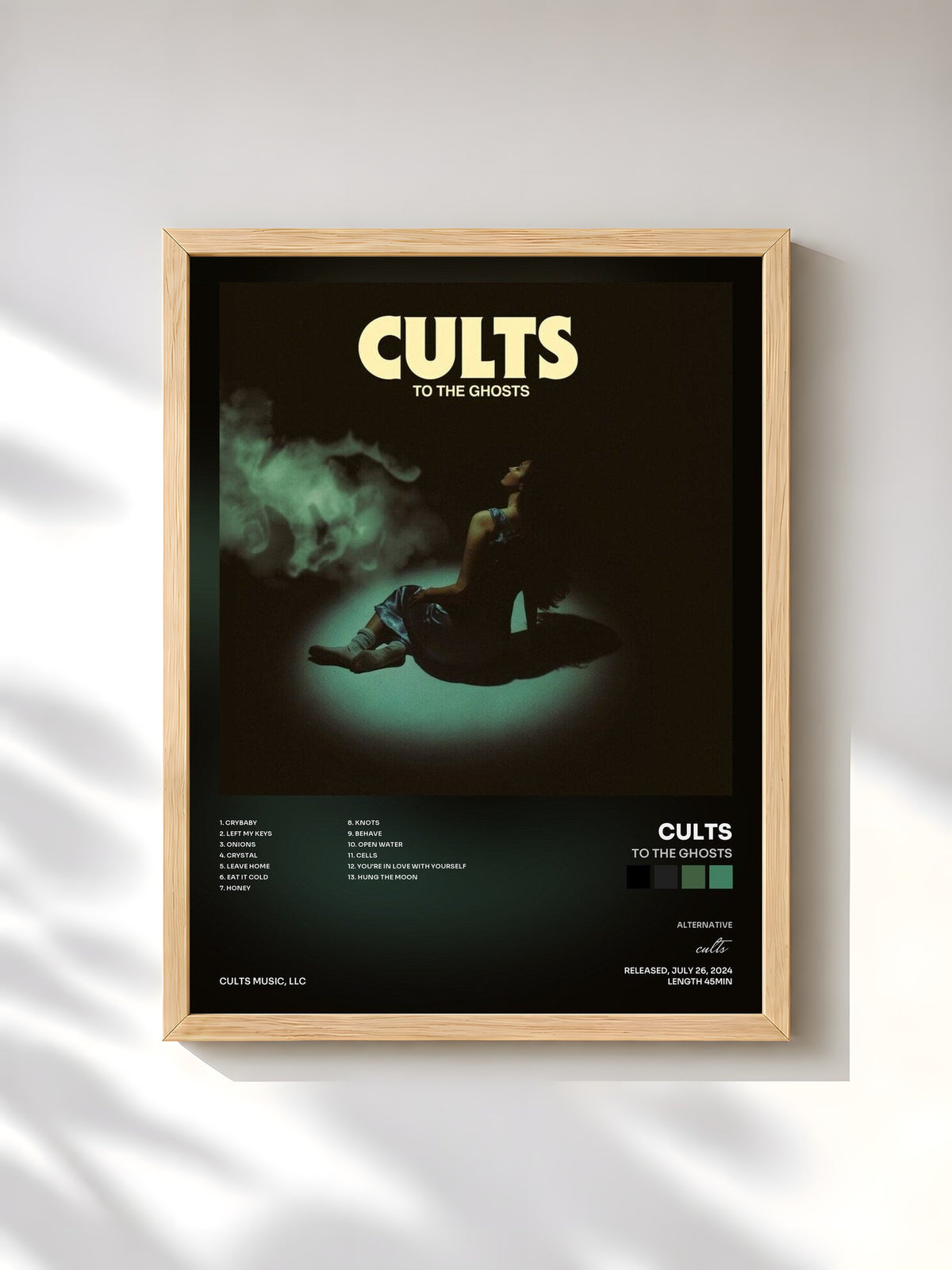 #bois Tableau de l'album To the Ghosts de cults, cadre en bois brut, imprimé et encadré en France