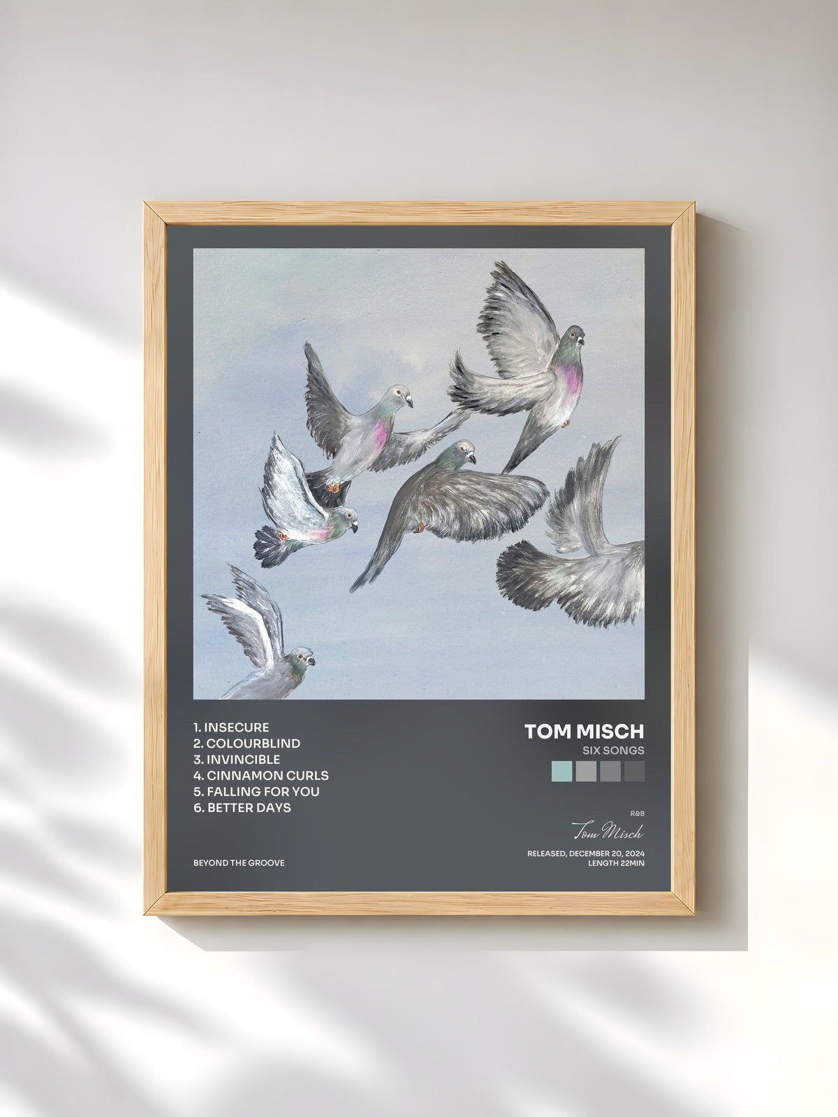 #bois Tableau de l'album Six Songs de Tom Misch, cadre en bois brut, imprimé et encadré en France