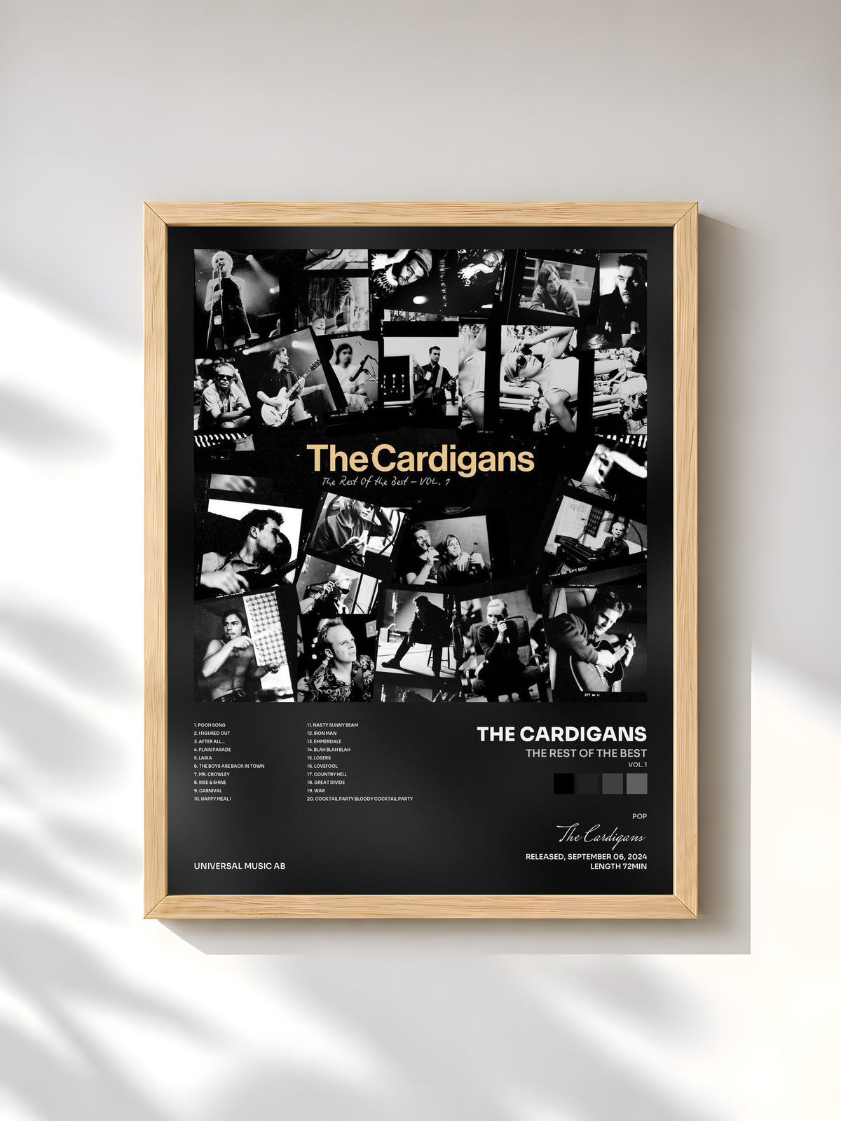 #bois Tableau de l'album The Rest Of The Best (Vol. 1) de The Cardigans, cadre en bois brut, imprimé et encadré en France