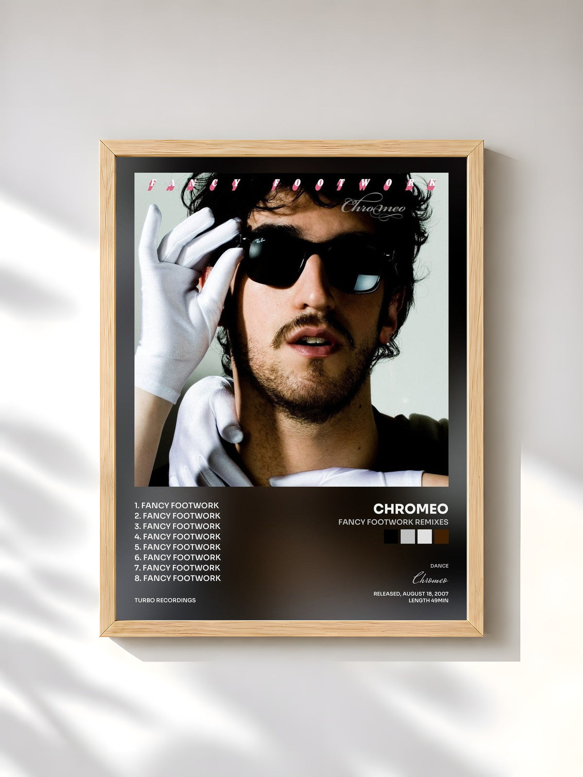 #bois Tableau de l'album Fancy Footwork Remixes de Chromeo, cadre en bois brut, imprimé et encadré en France