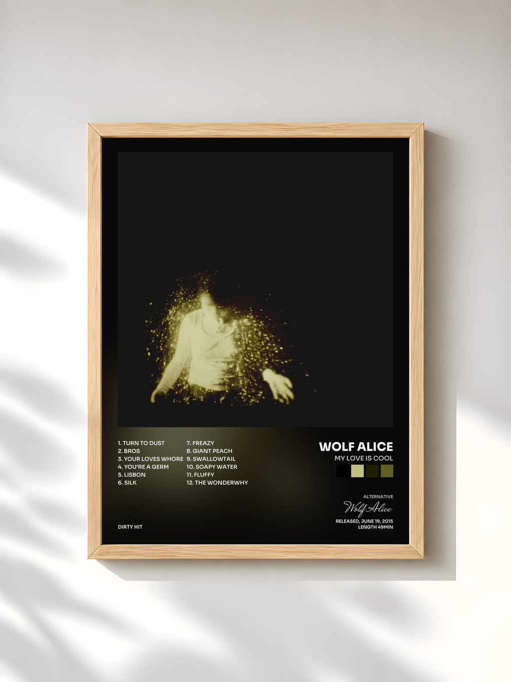 #bois Tableau de l'album My Love Is Cool de Wolf Alice, cadre en bois brut, imprimé et encadré en France