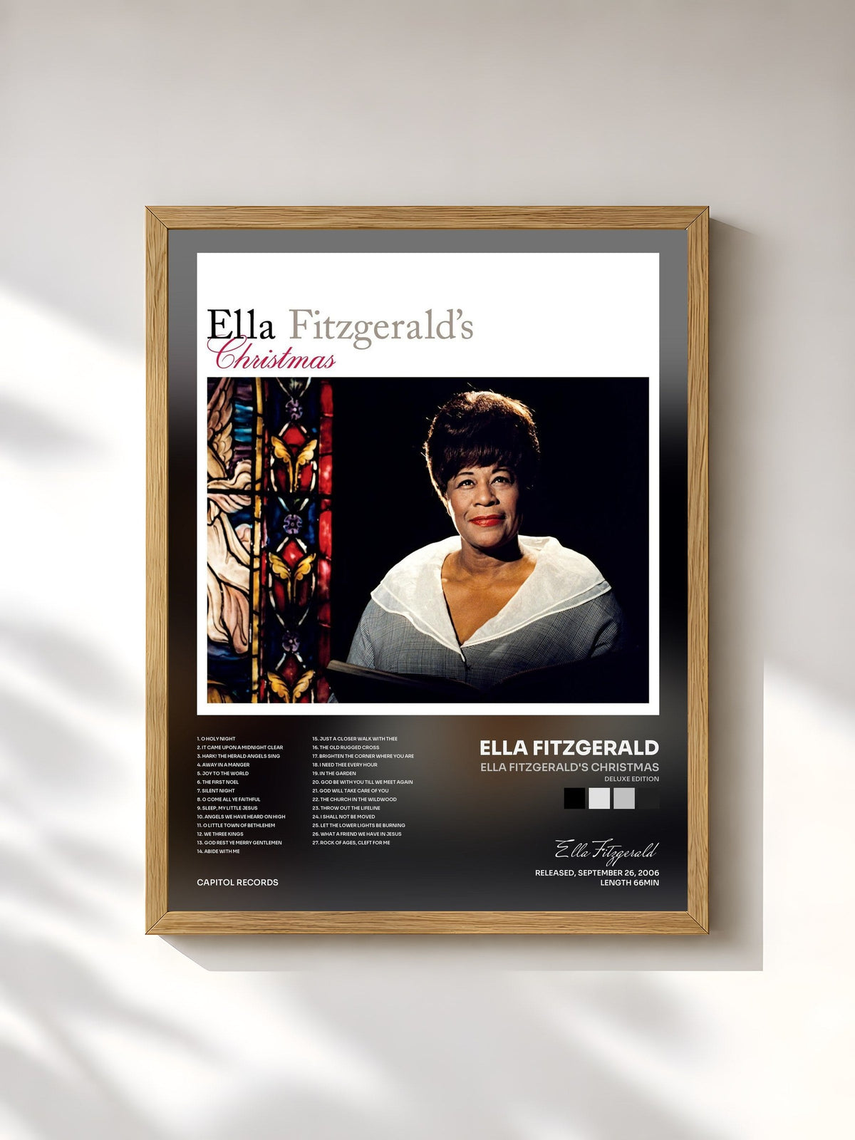 #bois Tableau de l'album Ella Fitzgerald's Christmas (Deluxe Edition) de Ella Fitzgerald, cadre en bois brut, imprimé et encadré en France