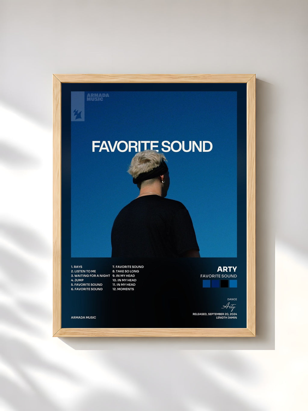 #bois Tableau de l'album Favorite Sound de Arty, cadre en bois brut, imprimé et encadré en France