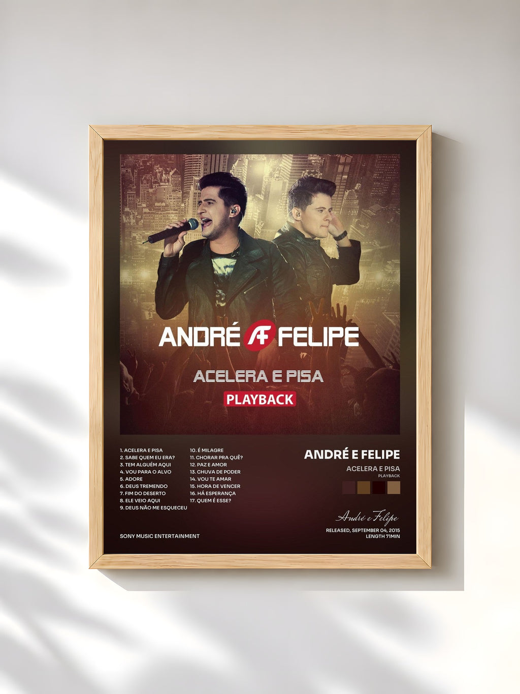 #bois Tableau de l'album Acelera e Pisa (Playback) de André e Felipe, cadre en bois brut, imprimé et encadré en France
