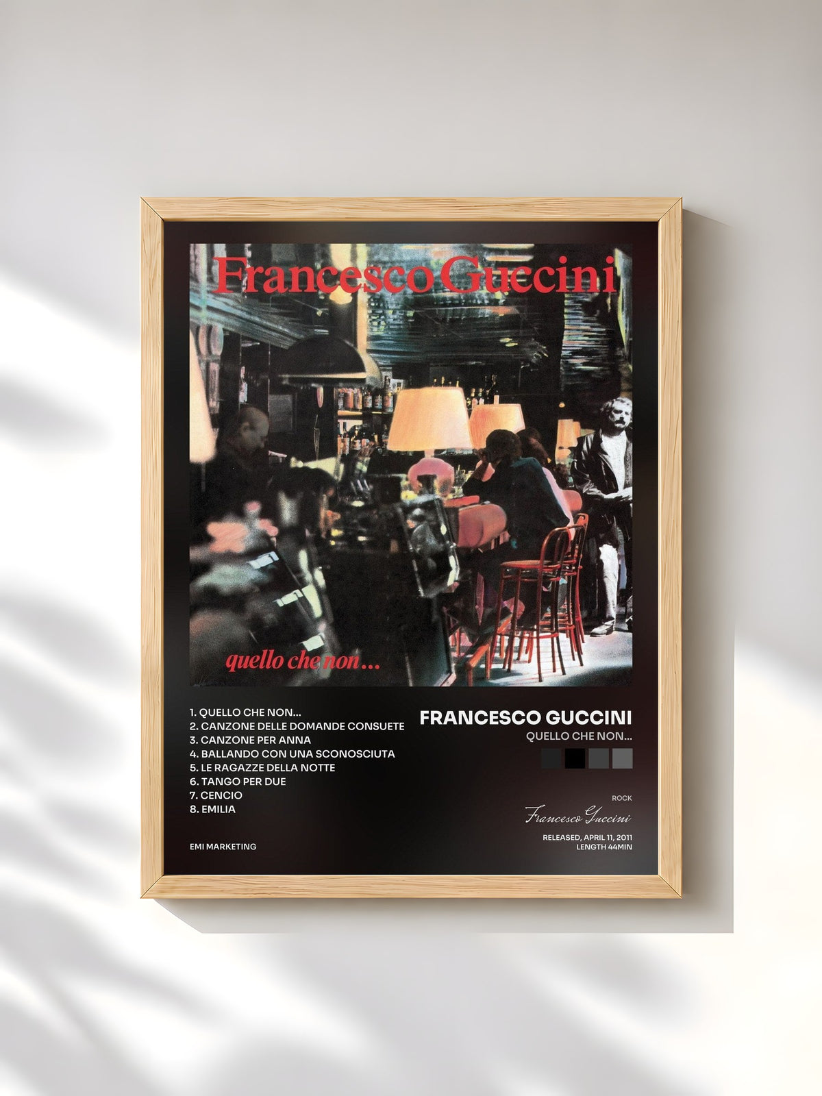 #bois Tableau de l'album Quello Che Non... de Francesco Guccini, cadre en bois brut, imprimé et encadré en France