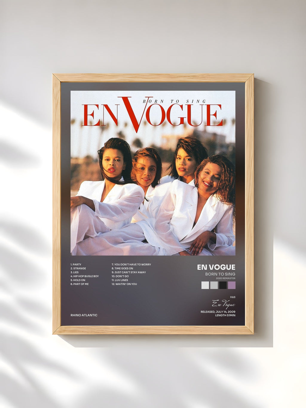 #bois Tableau de l'album Born to Sing (2020 Remaster) de En Vogue, cadre en bois brut, imprimé et encadré en France