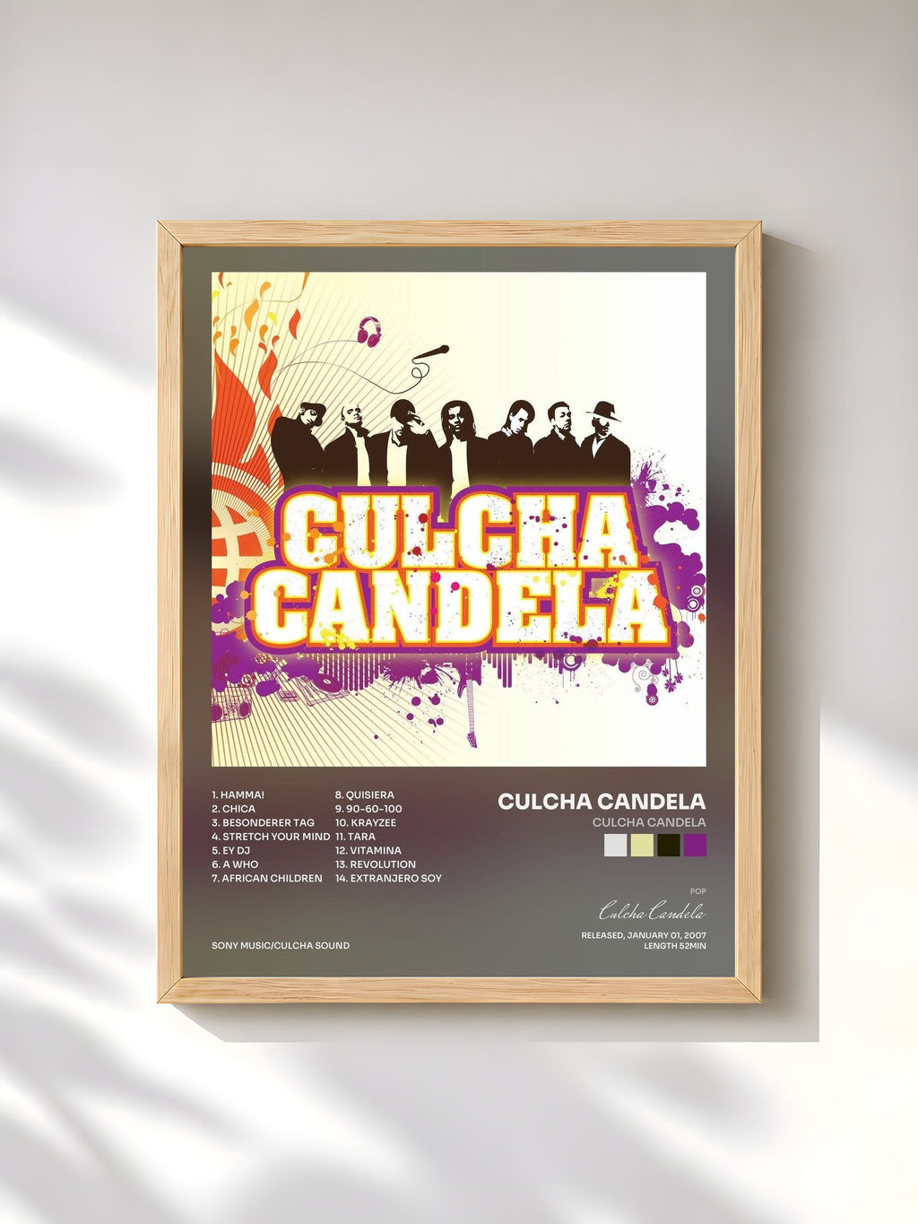 #bois Tableau de l'album Culcha Candela de Culcha Candela, cadre en bois brut, imprimé et encadré en France