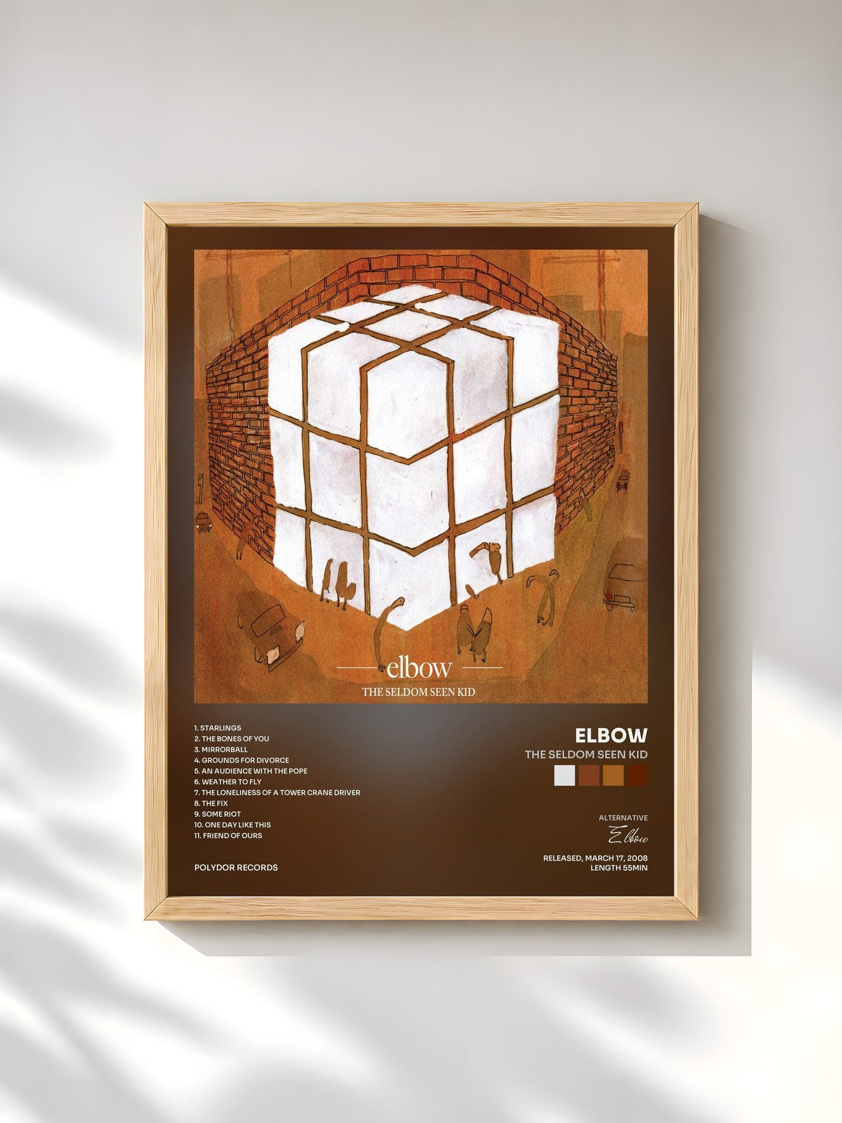 #bois Tableau de l'album The Seldom Seen Kid de Elbow, cadre en bois brut, imprimé et encadré en France