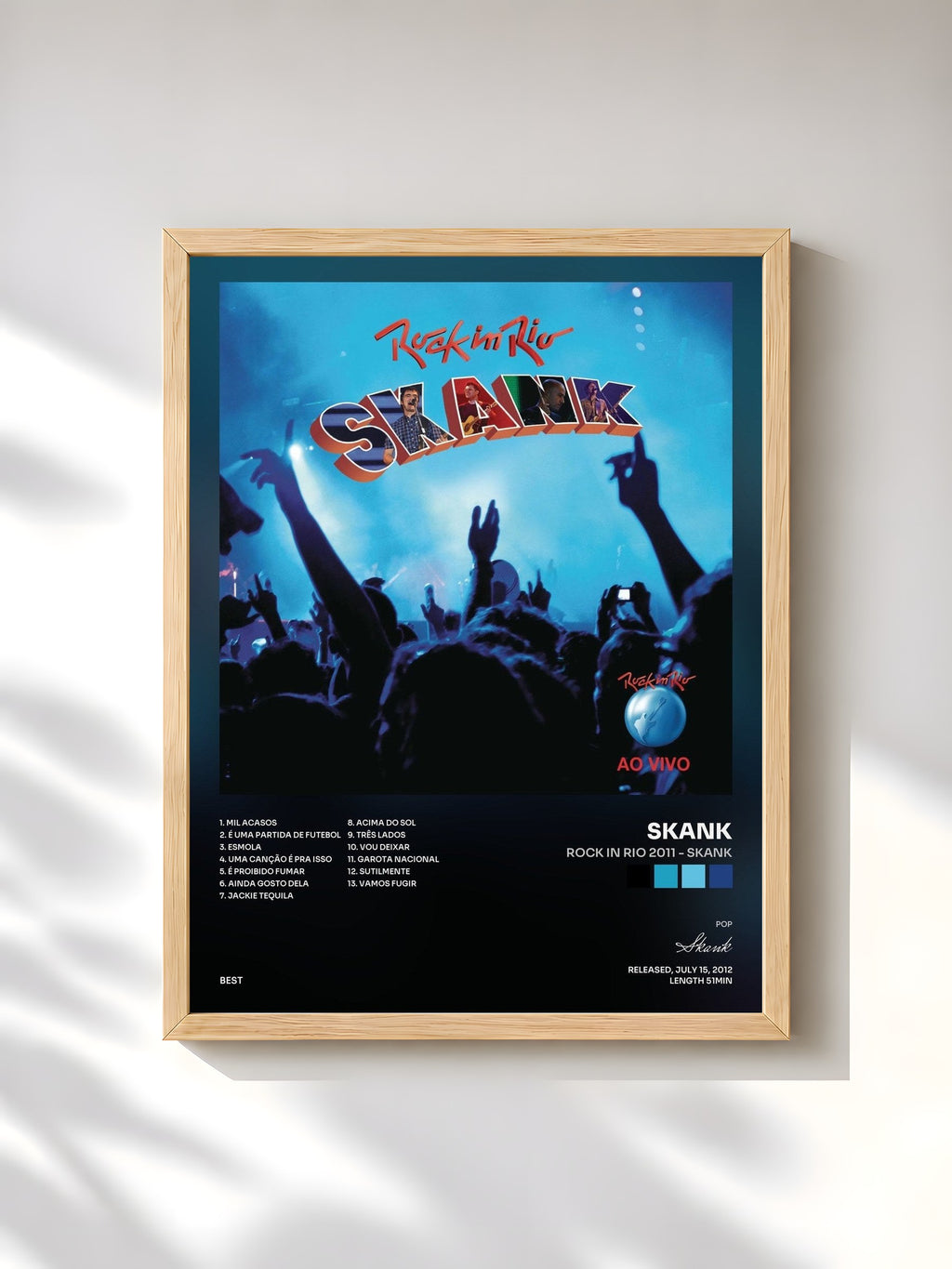 #bois Tableau de l'album Rock in Rio 2011 - Skank de Skank, cadre en bois brut, imprimé et encadré en France
