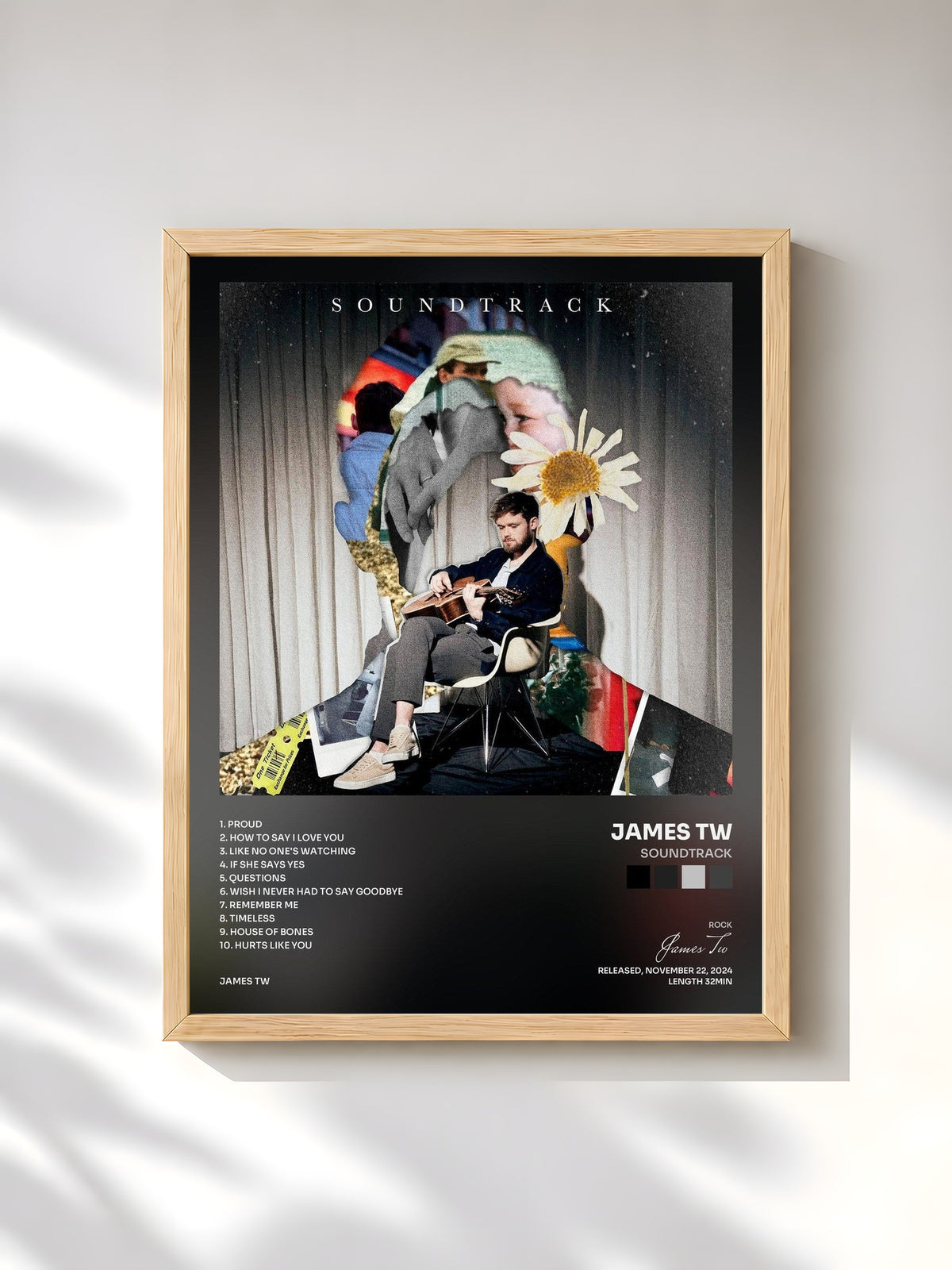 #bois Tableau de l'album Soundtrack de James Tw, cadre en bois brut, imprimé et encadré en France
