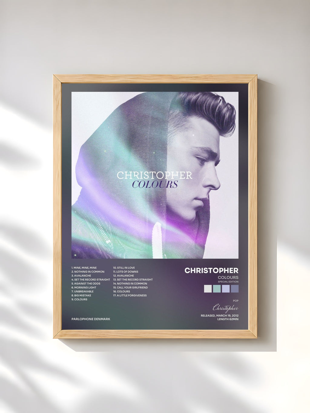 #bois Tableau de l'album Colours (Special Edition) de Christopher, cadre en bois brut, imprimé et encadré en France