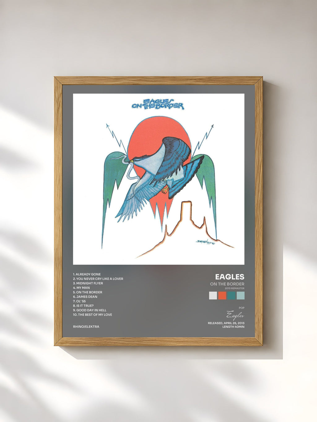 #bois Tableau de l'album On the Border (2013 Remaster) de Eagles, cadre en bois brut, imprimé et encadré en France