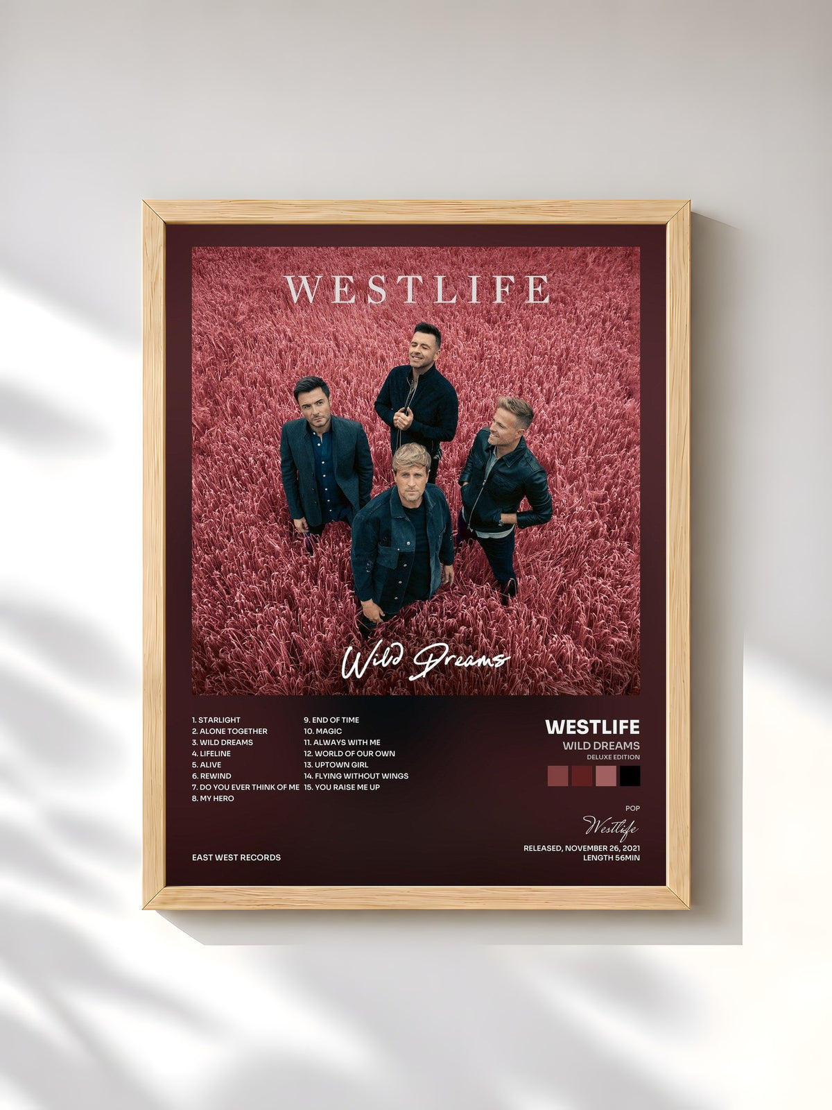 #bois Tableau de l'album Wild Dreams (Deluxe Edition) de Westlife, cadre en bois brut, imprimé et encadré en France