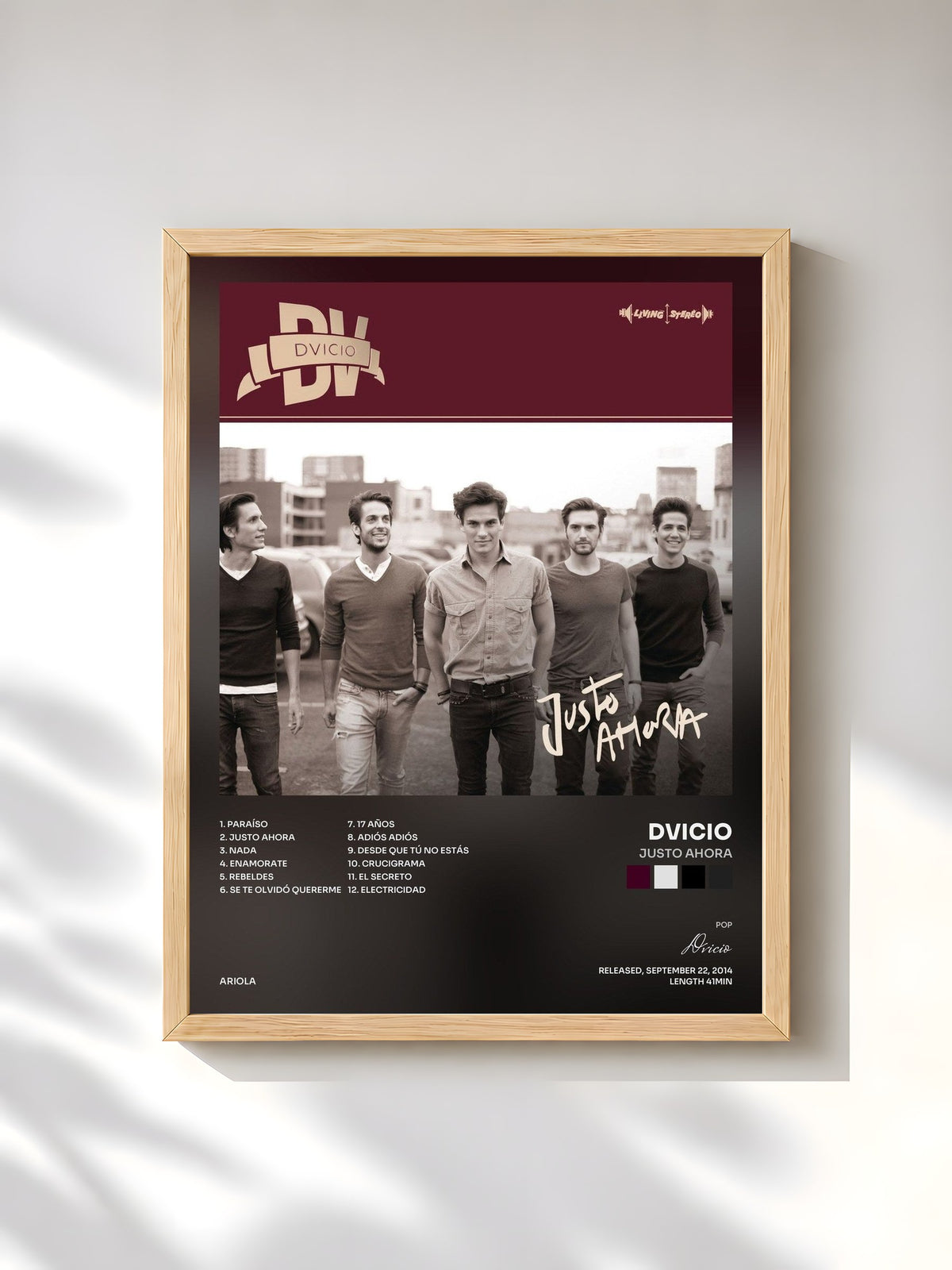 #bois Tableau de l'album Justo Ahora de Dvicio, cadre en bois brut, imprimé et encadré en France