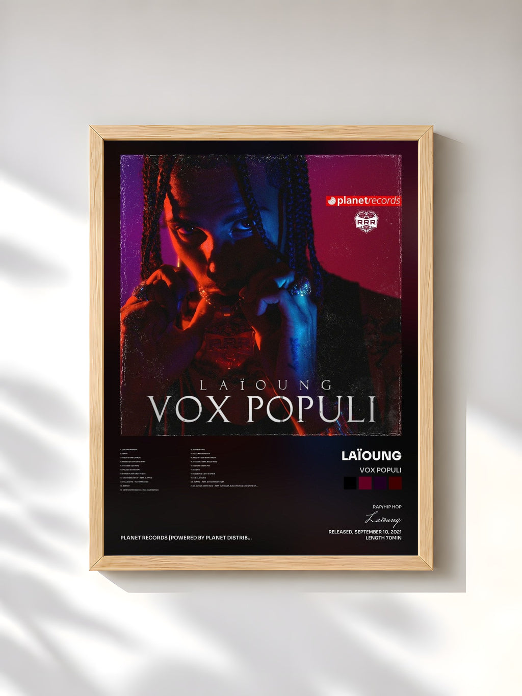 #bois Tableau de l'album Vox Populi de Laïoung, cadre en bois brut, imprimé et encadré en France