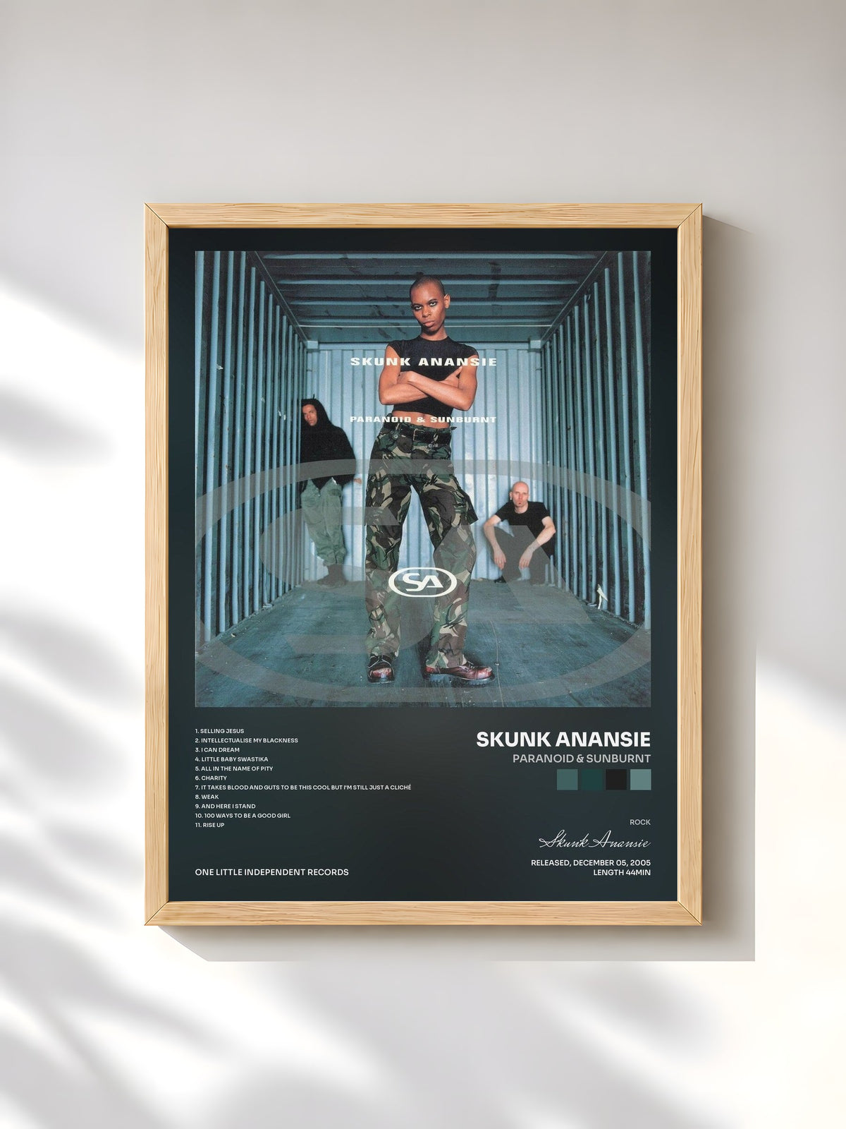 #bois Tableau de l'album Paranoid & Sunburnt de Skunk Anansie, cadre en bois brut, imprimé et encadré en France