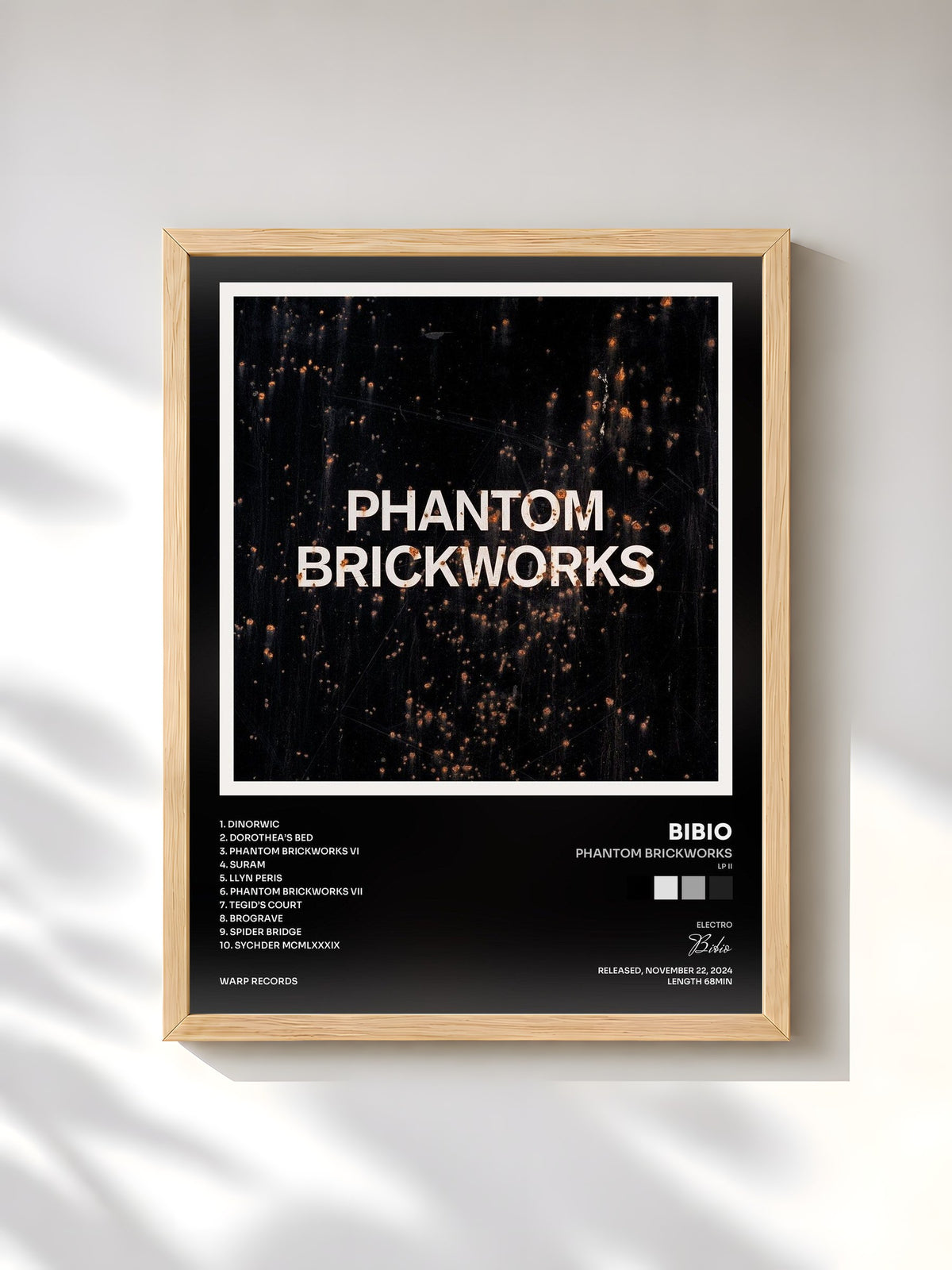 #bois Tableau de l'album PHANTOM BRICKWORKS (LP II) de Bibio, cadre en bois brut, imprimé et encadré en France