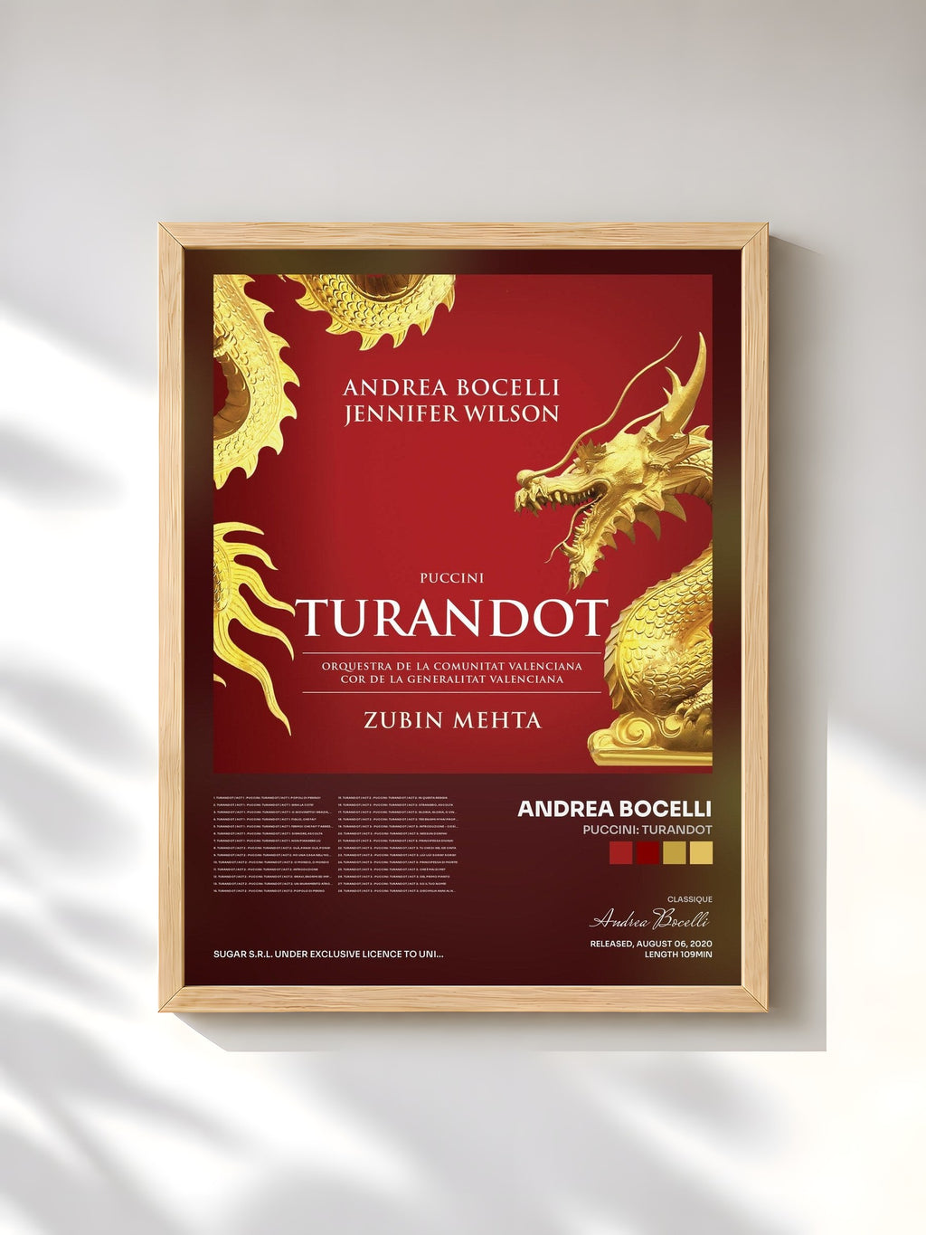 #bois Tableau de l'album Puccini: Turandot de Andrea Bocelli, cadre en bois brut, imprimé et encadré en France