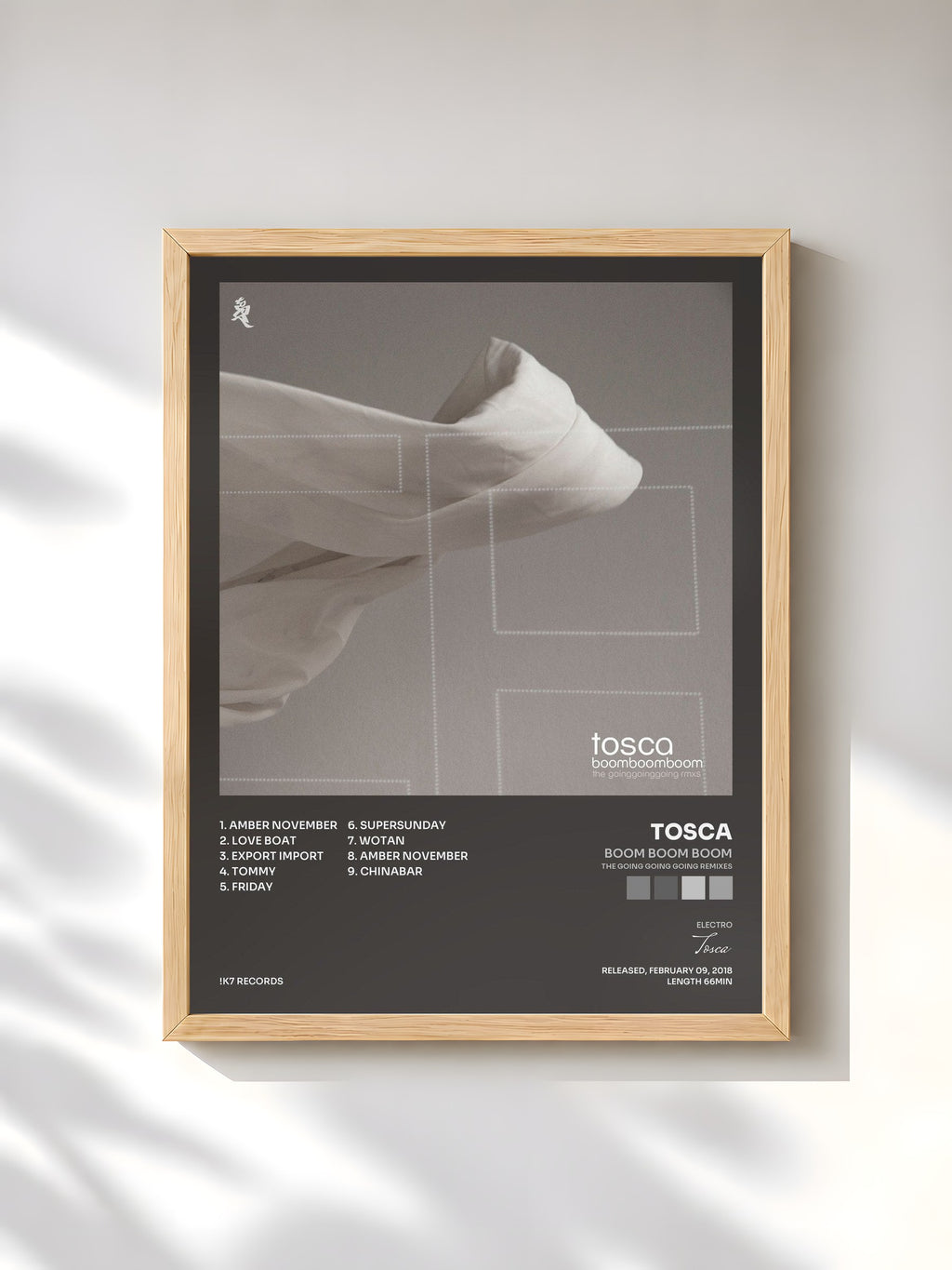 #bois Tableau de l'album Boom Boom Boom (The Going Going Going Remixes) de Tosca, cadre en bois brut, imprimé et encadré en France