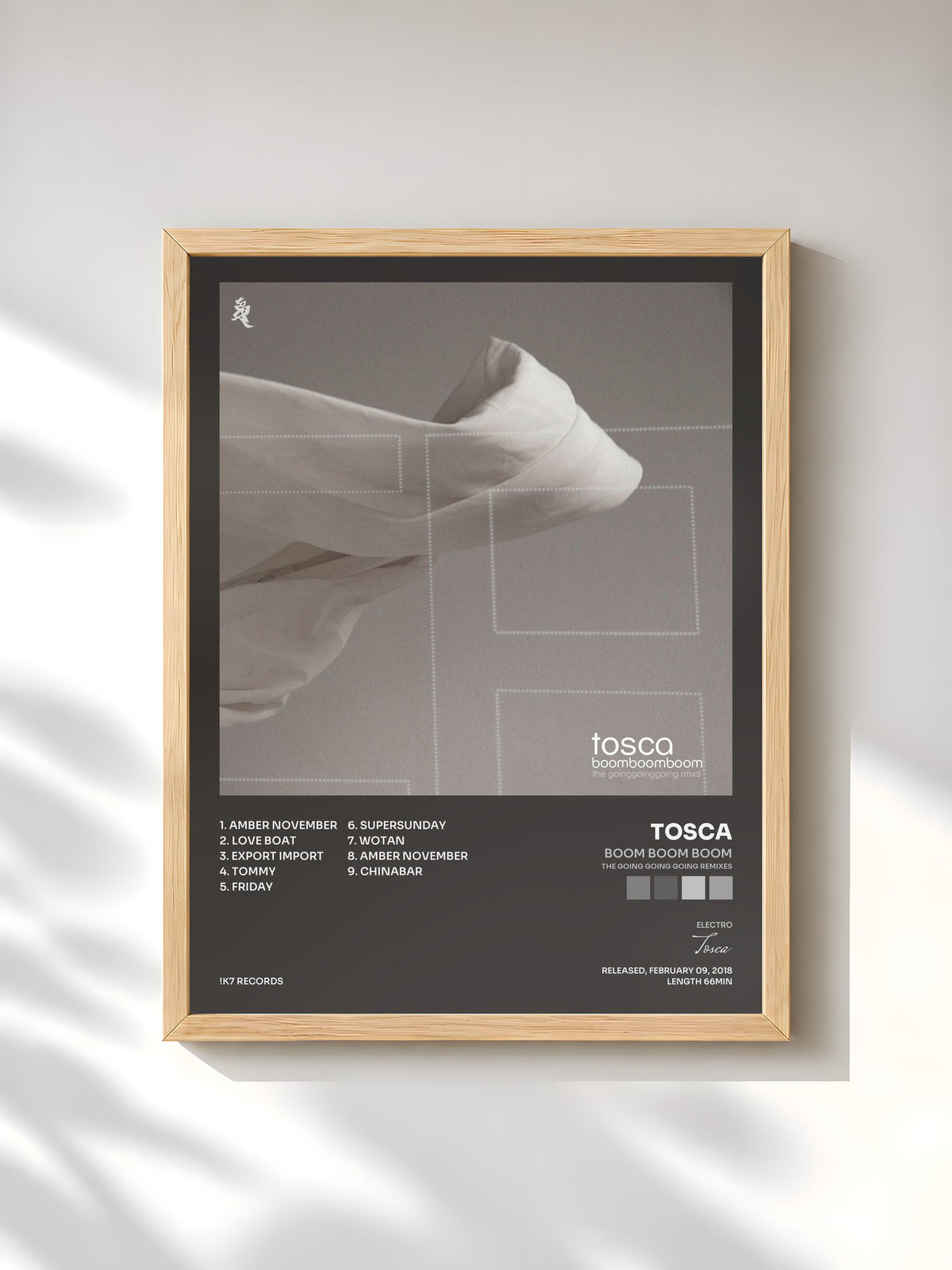 #bois Tableau de l'album Boom Boom Boom (The Going Going Going Remixes) de Tosca, cadre en bois brut, imprimé et encadré en France