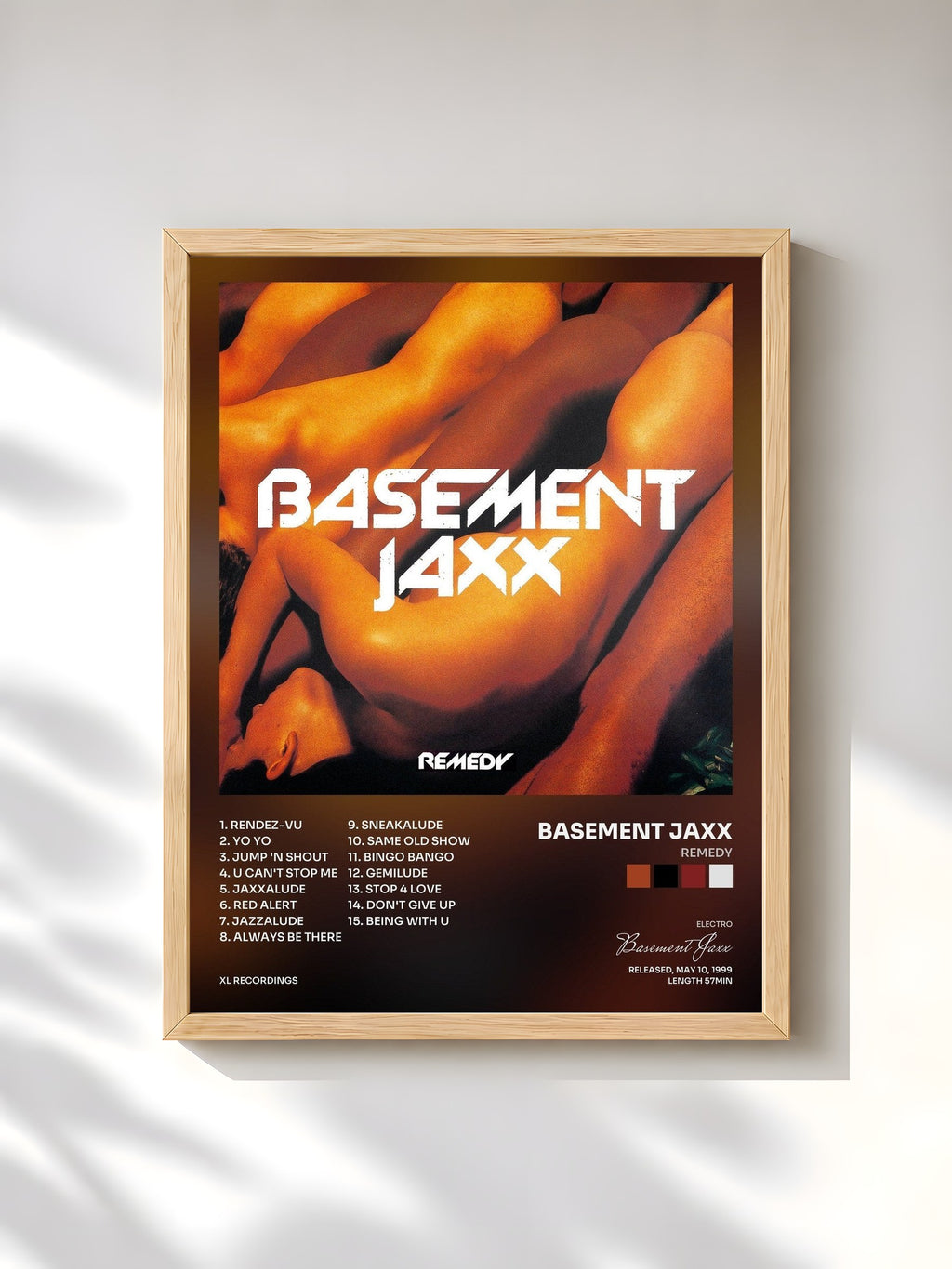 #bois Tableau de l'album Remedy de Basement Jaxx, cadre en bois brut, imprimé et encadré en France