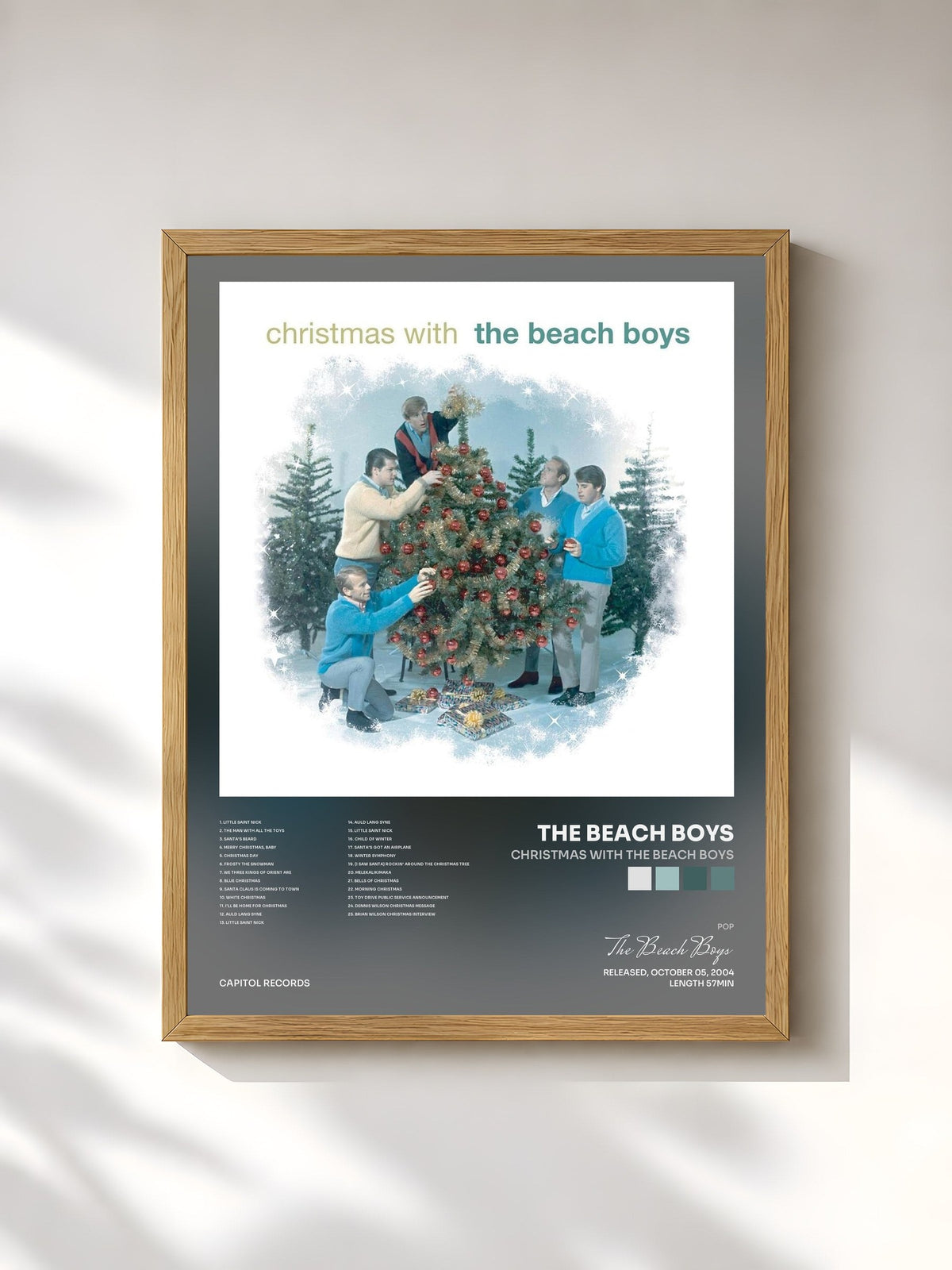 #bois Tableau de l'album Christmas With The Beach Boys de The Beach Boys, cadre en bois brut, imprimé et encadré en France