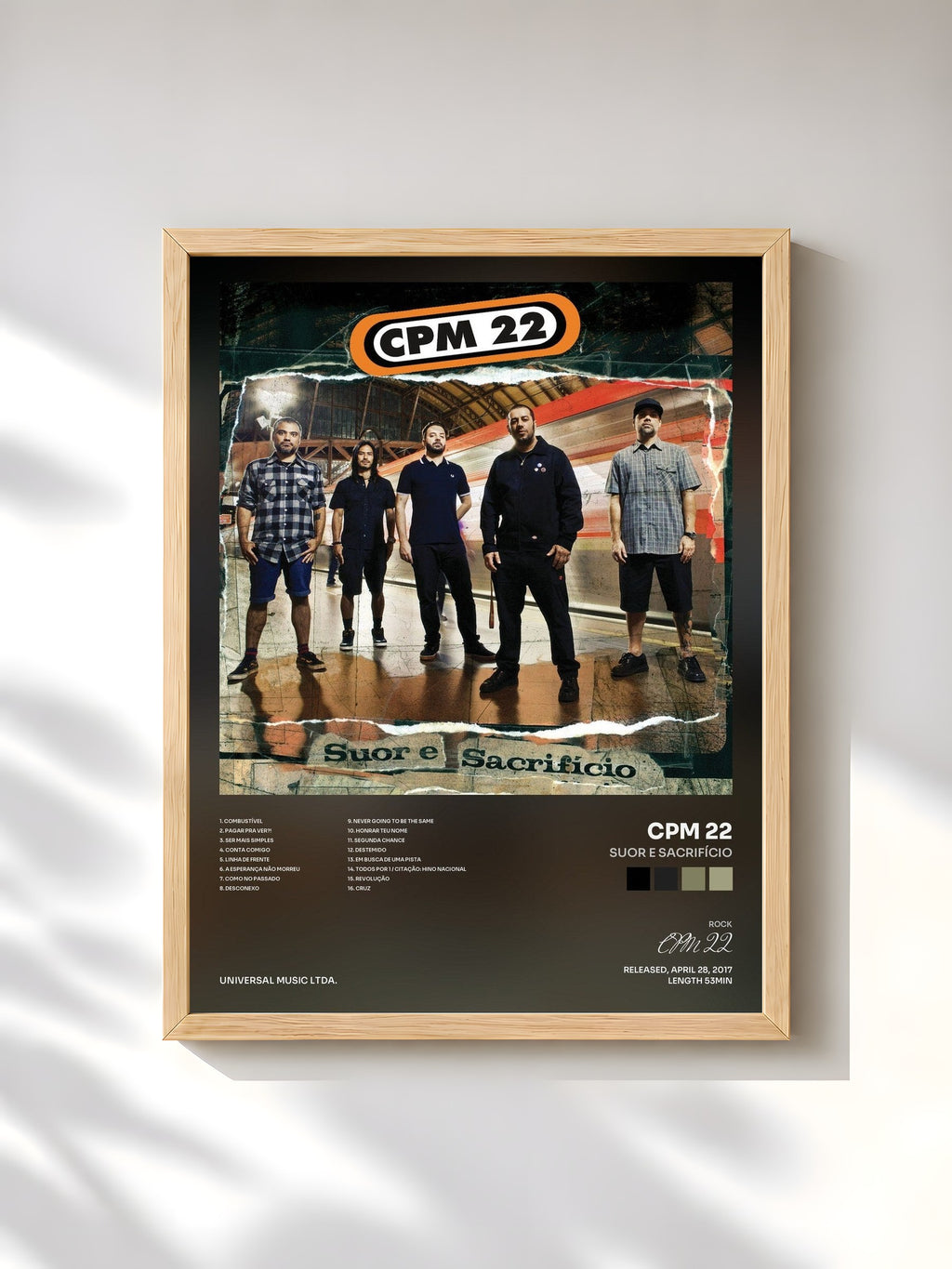 #bois Tableau de l'album Suor E Sacrifício de CPM 22, cadre en bois brut, imprimé et encadré en France