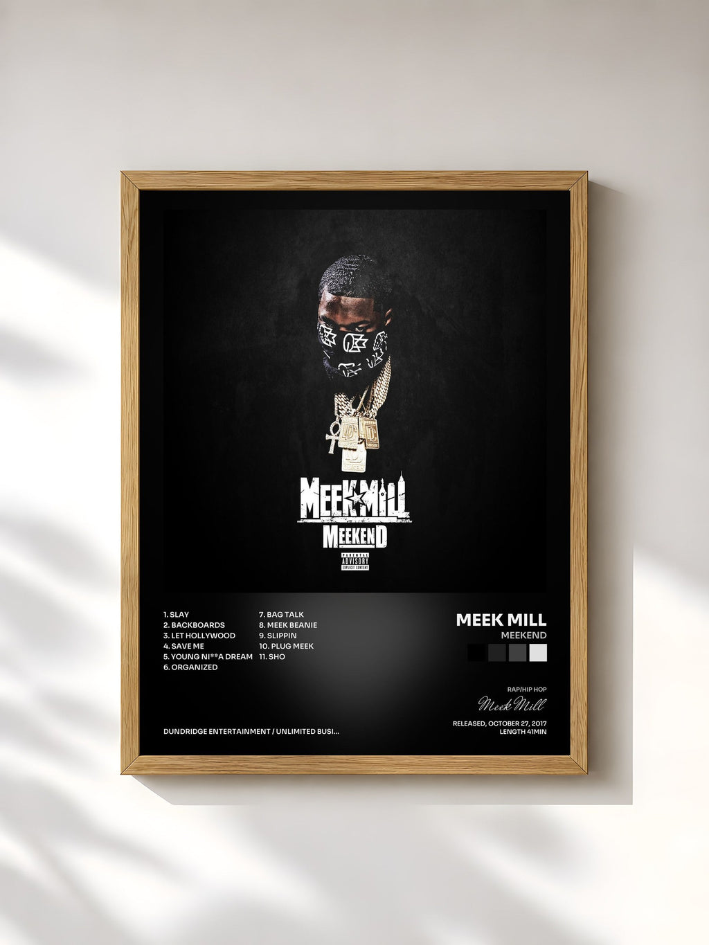 #bois Tableau de l'album Meekend de Meek Mill, cadre en bois brut, imprimé et encadré en France