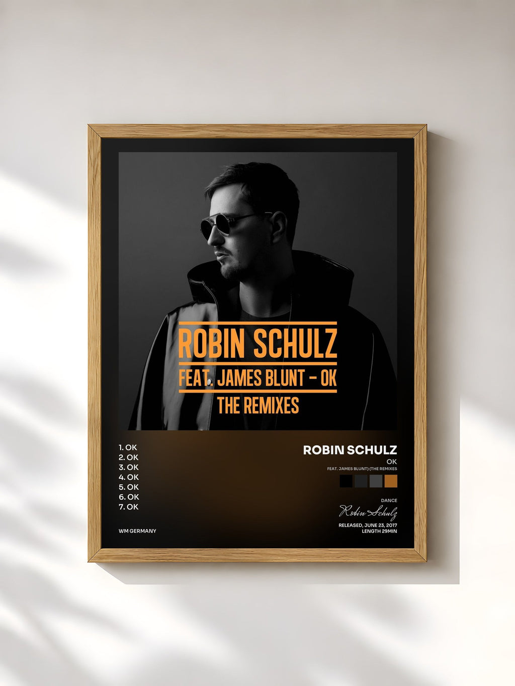 #bois Tableau de l'album OK (feat. James Blunt) (The Remixes) de Robin Schulz, cadre en bois brut, imprimé et encadré en France