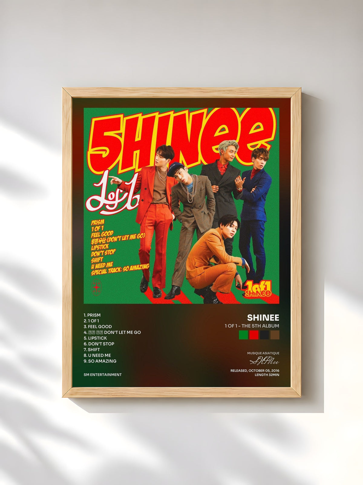 #bois Tableau de l'album 1 of 1 - The 5th Album de SHINee, cadre en bois brut, imprimé et encadré en France