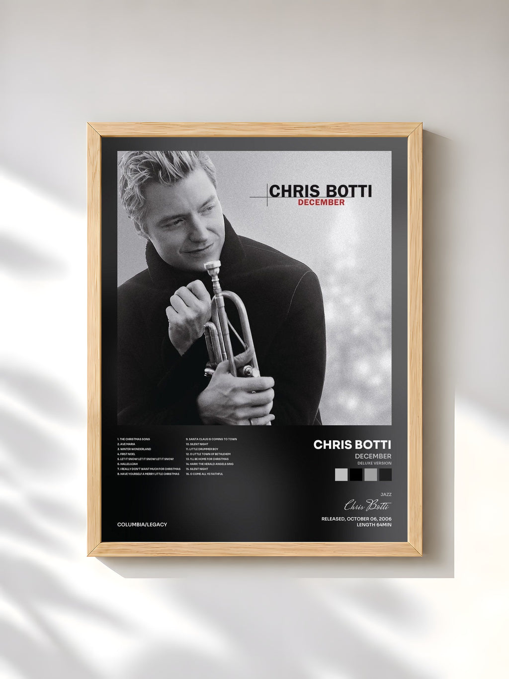 #bois Tableau de l'album December (Deluxe Version) de Chris Botti, cadre en bois brut, imprimé et encadré en France