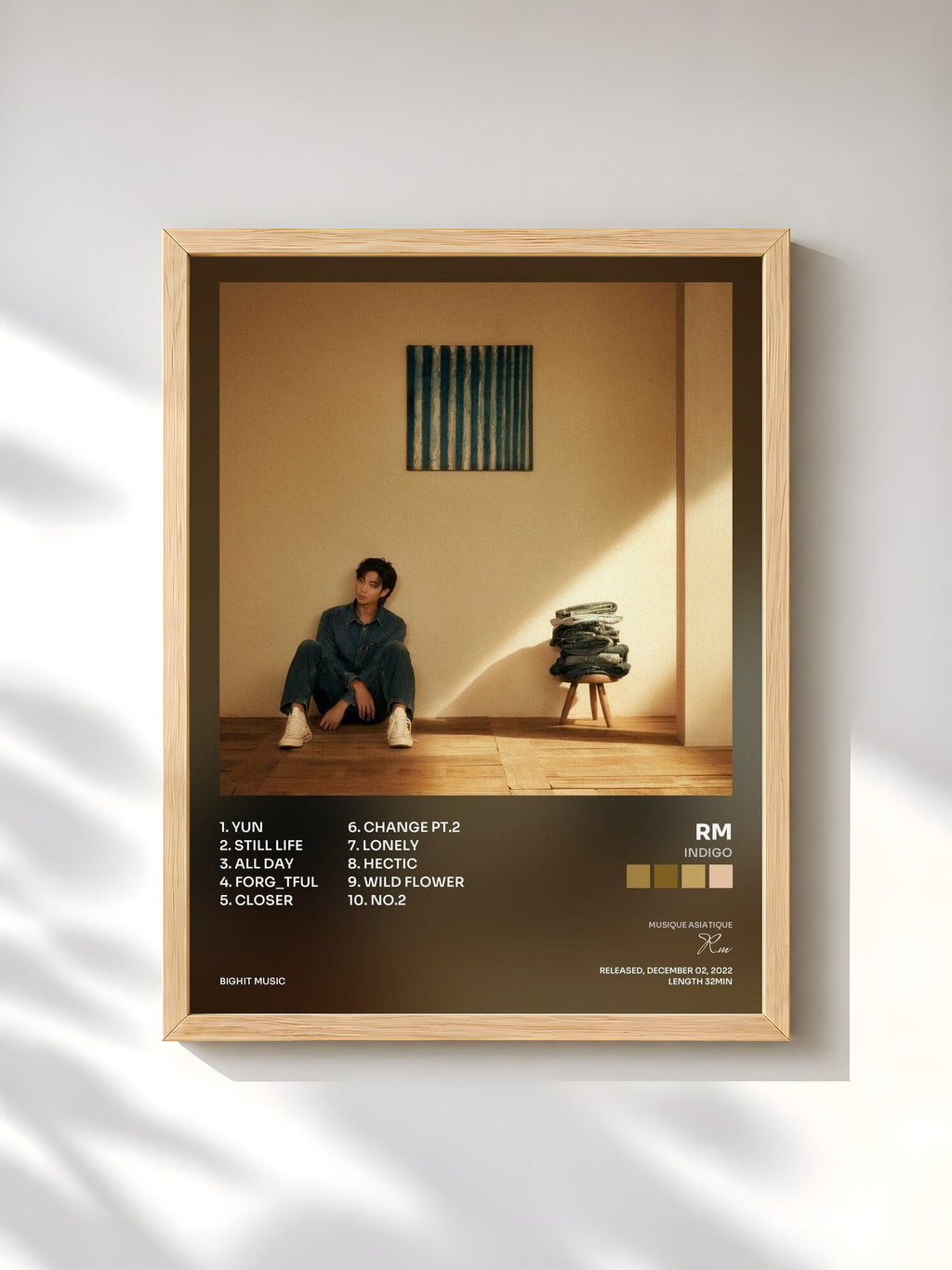 #bois Tableau de l'album Indigo de Rm, cadre en bois brut, imprimé et encadré en France