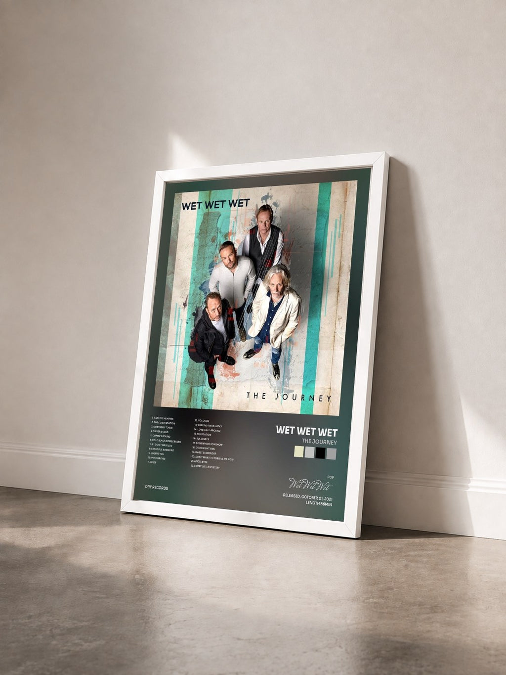 #blanc Tableau de l'album The Journey de Wet Wet Wet vu de trois quarts, cadre blanc