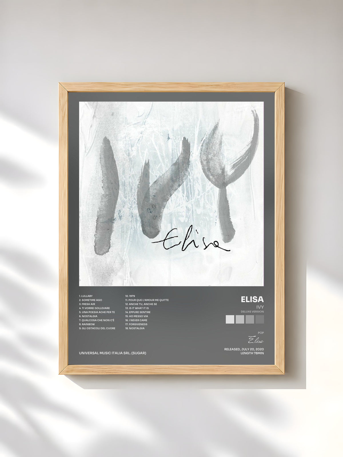 #bois Tableau de l'album Ivy (Deluxe Version) de Elisa, cadre en bois brut, imprimé et encadré en France