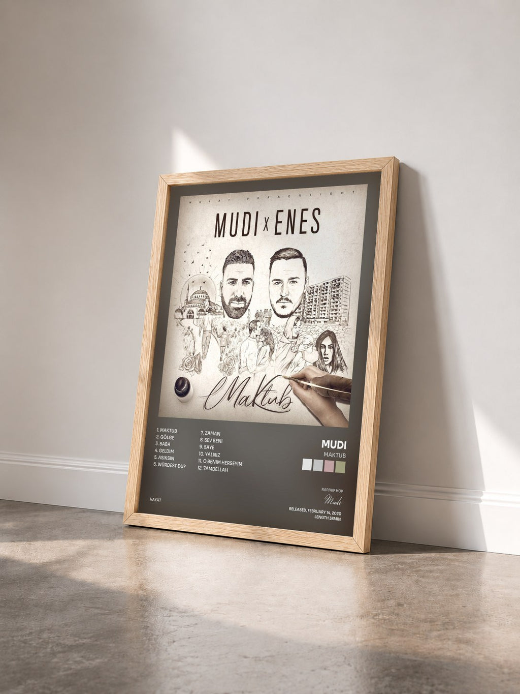 #bois Tableau de l'album Maktub de Mudi vu de trois quarts, cadre en bois brut