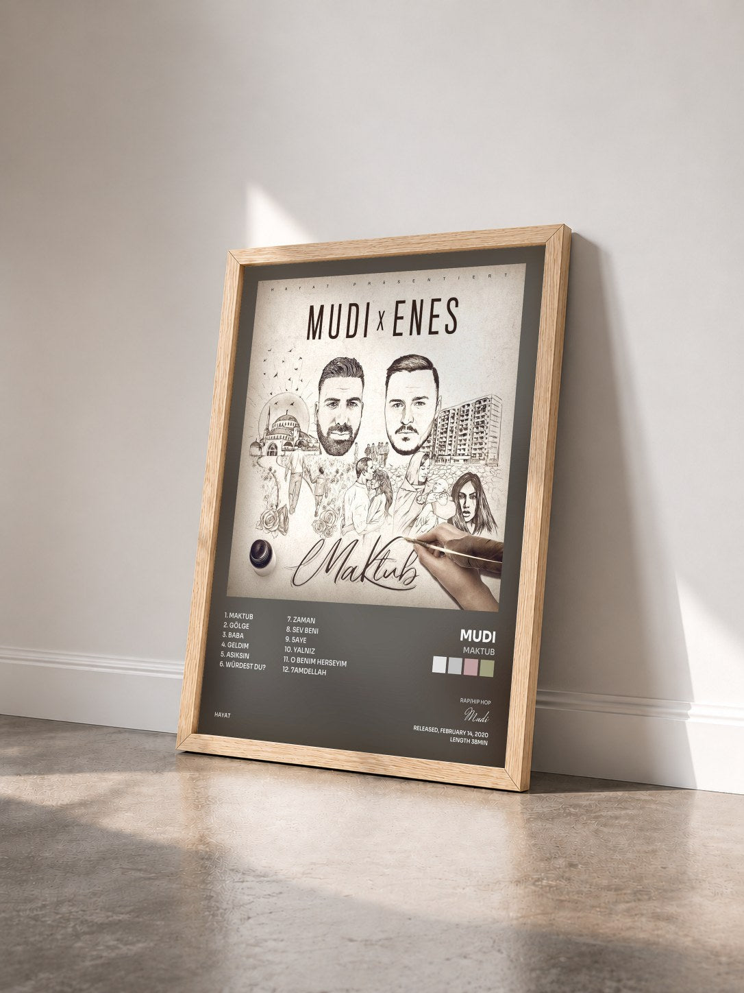 #bois Tableau de l'album Maktub de Mudi vu de trois quarts, cadre en bois brut