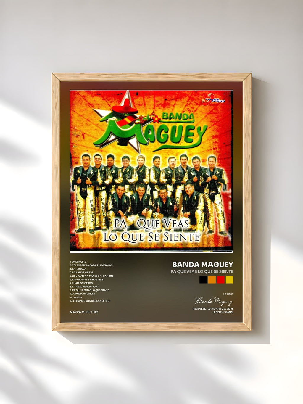 #bois Tableau de l'album Pa Que Veas Lo Que Se Siente de Banda Maguey, cadre en bois brut, imprimé et encadré en France