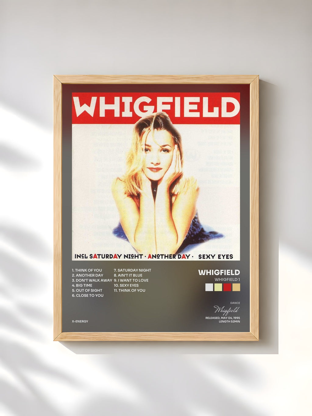#bois Tableau de l'album Whigfield 1 de Whigfield, cadre en bois brut, imprimé et encadré en France