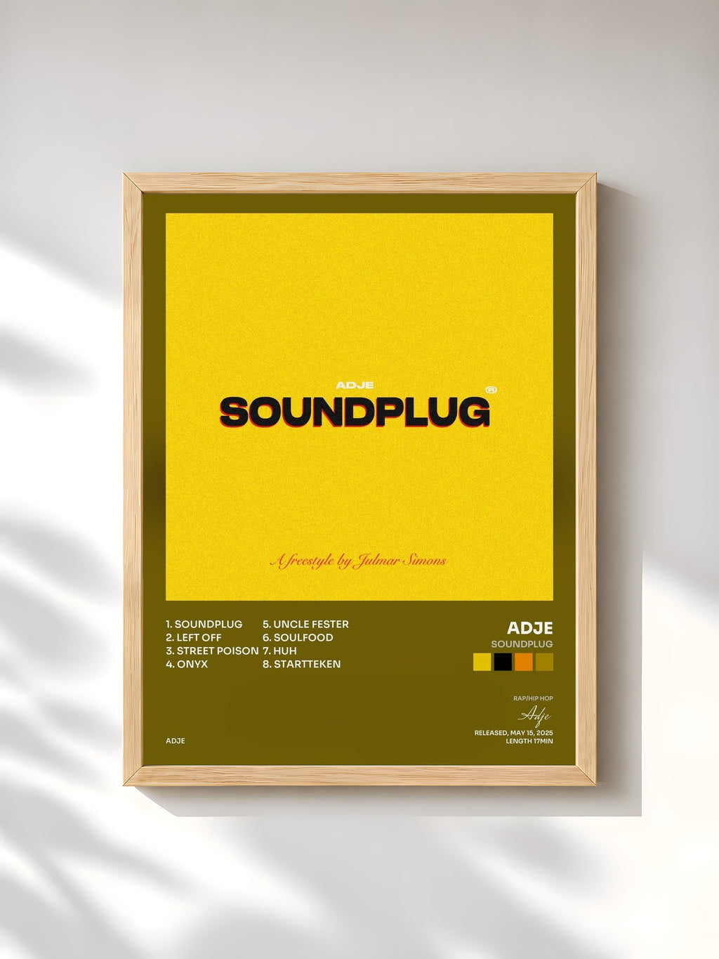 #bois Tableau de l'album soundplug de Adje, cadre en bois brut, imprimé et encadré en France